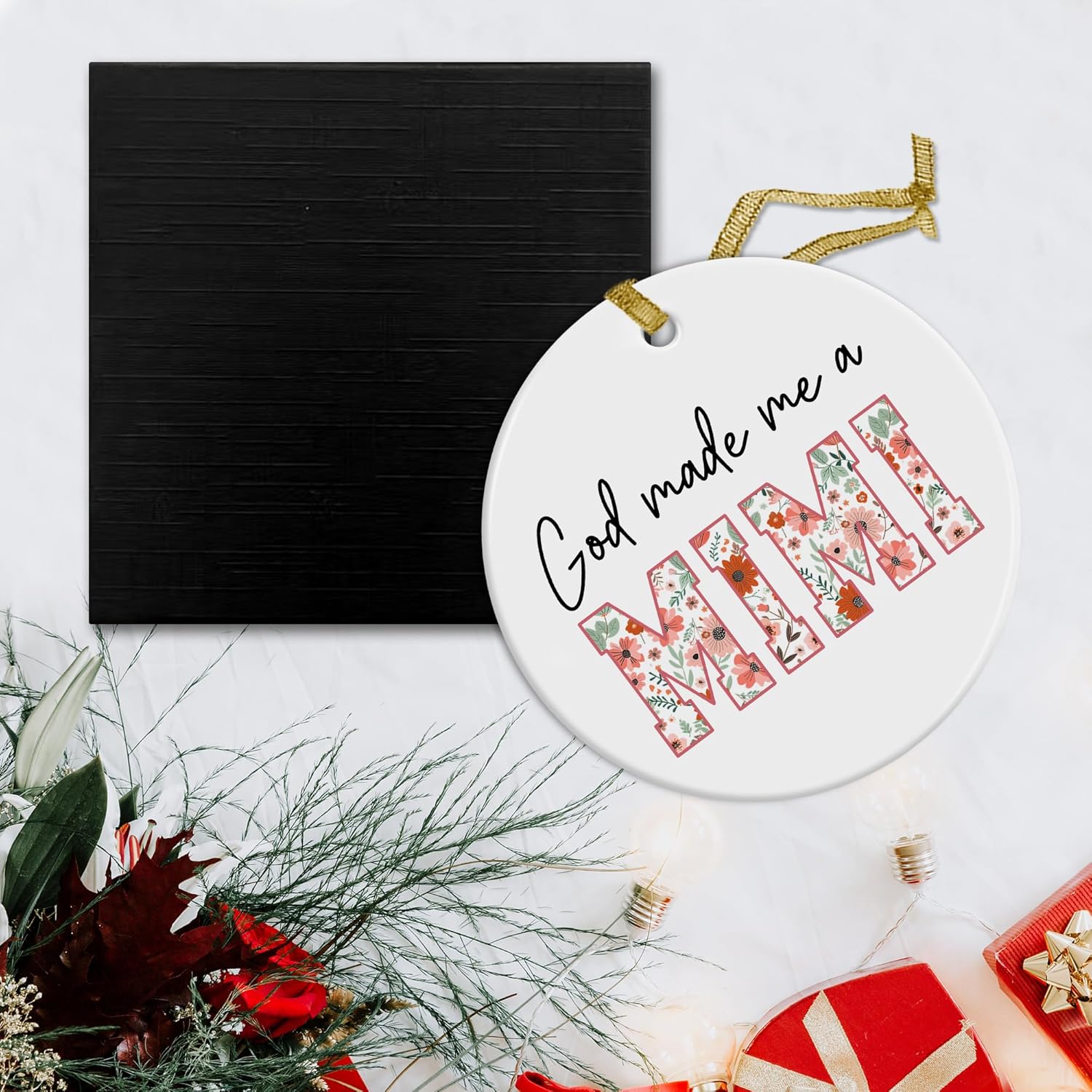 Mimi Gifts Christmas Ceramic Ornaments Decor, Grandma Ornaments Gifts for Mimi from Grandkids, Grandma Haning Ornament Decorations for Christmas Tree Mothers Day Birthday - Image 5