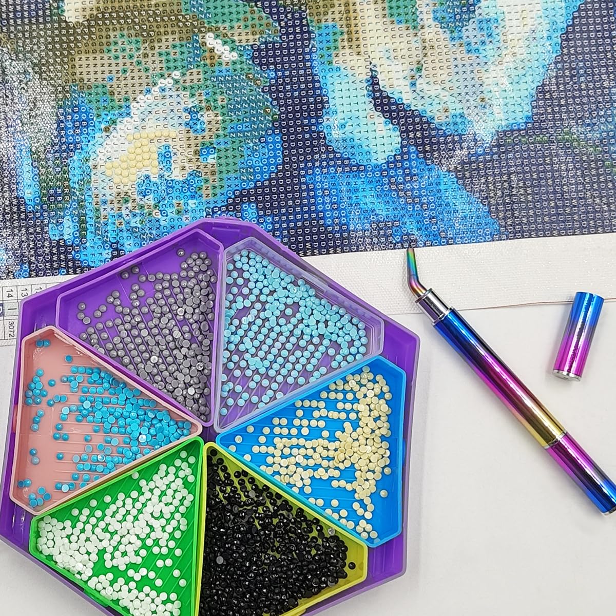 SENHAI Kit di 32 vassoi per pittura a diamante, punte in acciaio inox e plastica, penne diamantate, accessori per pittura con diamanti, organizer per pittura fai da te
