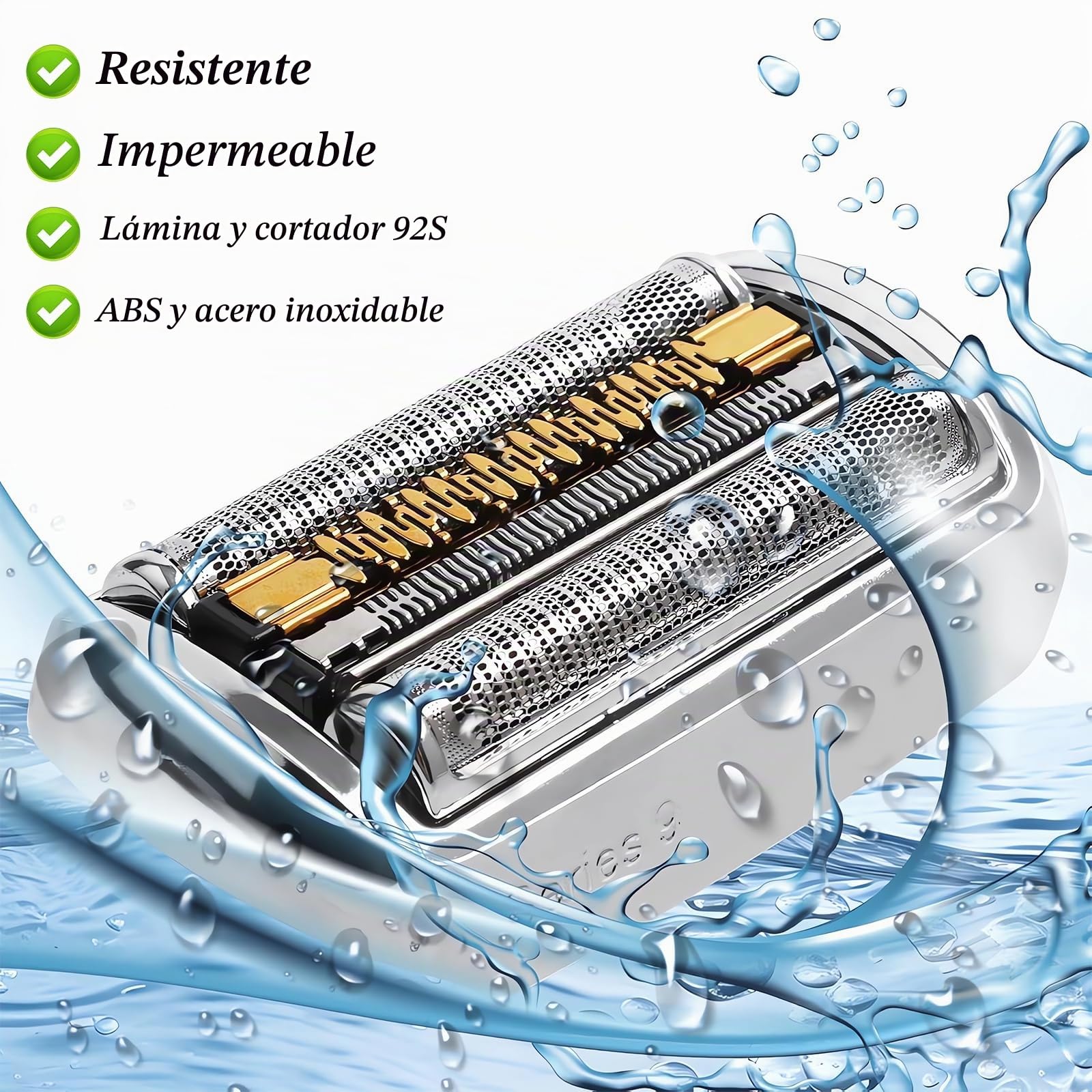 92S Cabezal de Afeitado para Series 9 & 9 Pro, Cabezal de Recambio Compatible con 9030s 9040s 9050cc 9290cc 9295cc (20+ Modelos), Fácil de Limpiar y Reemplazar, Plateado