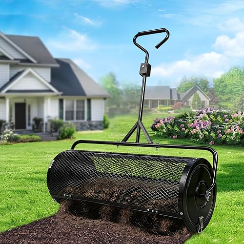 Compost Spreader 36 Inch Push/Tow Peat Moss Spreader with Installation