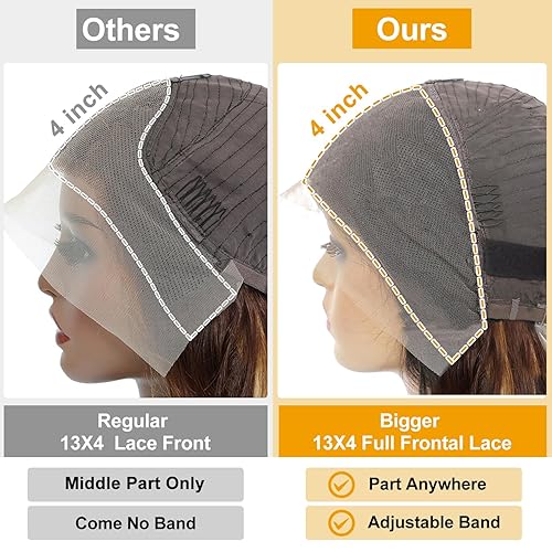 Miniatura 8 de Peluca de cabello humano con encaje frontal degradado degradado de 13 x 4, HD transparente 1B30, densidad del 200 %, pelucas de cabello humano con