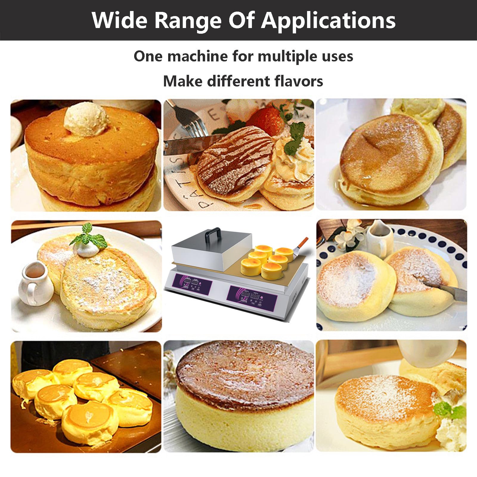 Macchina per Soufflé in Acciaio Inox con Schermo di Visualizzazione Digitale, Macchina Elettrica per Pancake E Waffle, Piastra Riscaldante da Banco per Panetterie, 60 A 240 °C