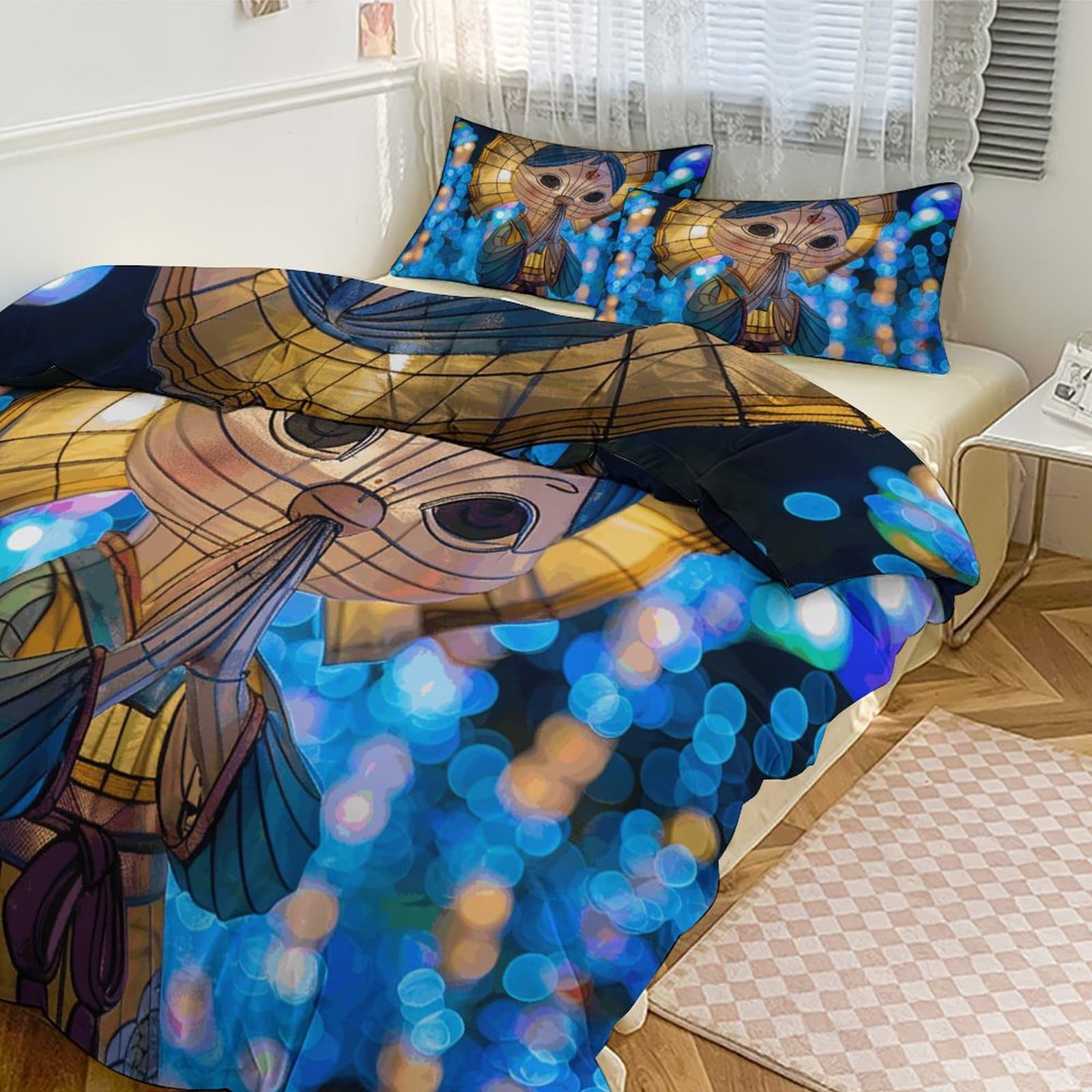 Parure de lit réversible 3 pièces microfibre douce 2 taies d'oreiller toutes saisons
