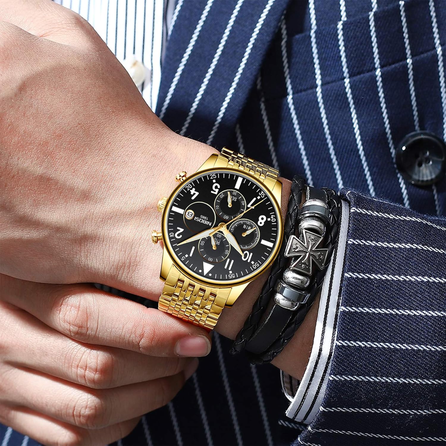NIBOSI Watches for Men Analog Quartz Chronograph Waterproof Luminous Designer Mens Wrist Watches Business Work Sport Casual Dress Watch Elegant Gifts for Men - Image 6