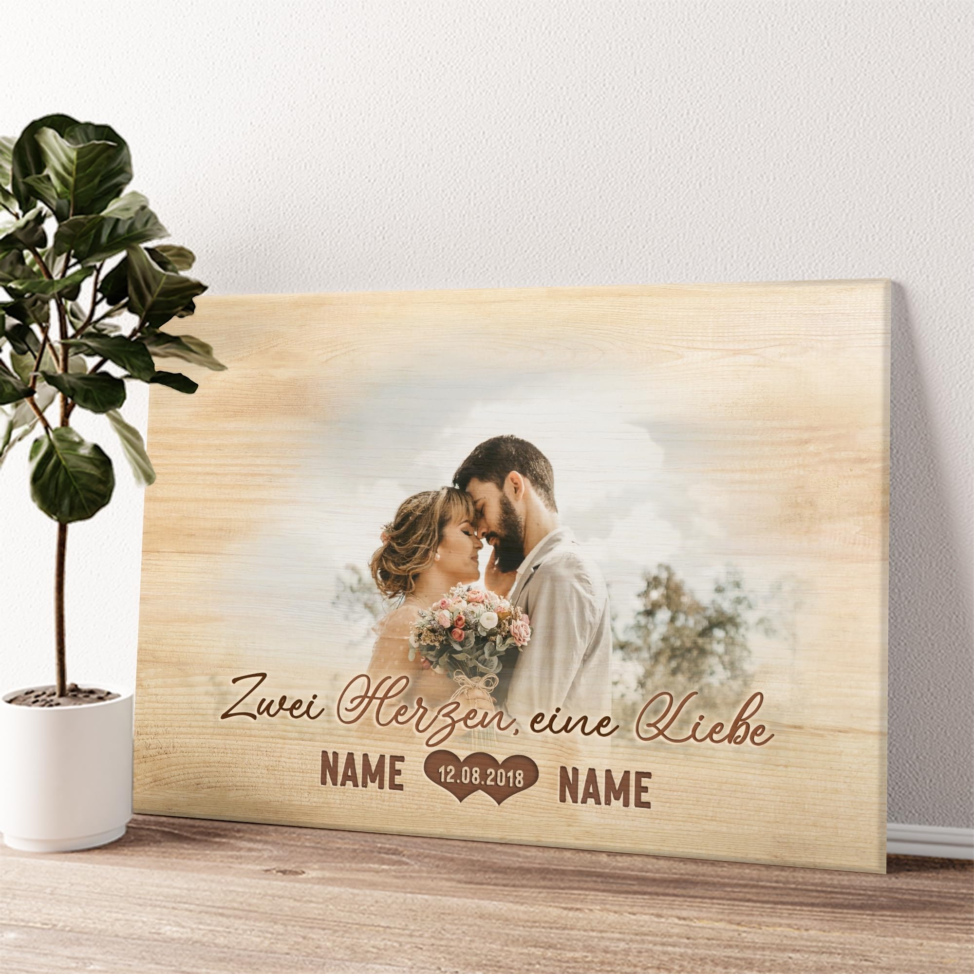 Liebesleinwand Leinwandbild mit Foto personalisiert Herzensangelegenheit | Leinwand gestalten mit Namen und Datum Geschenk für Partner