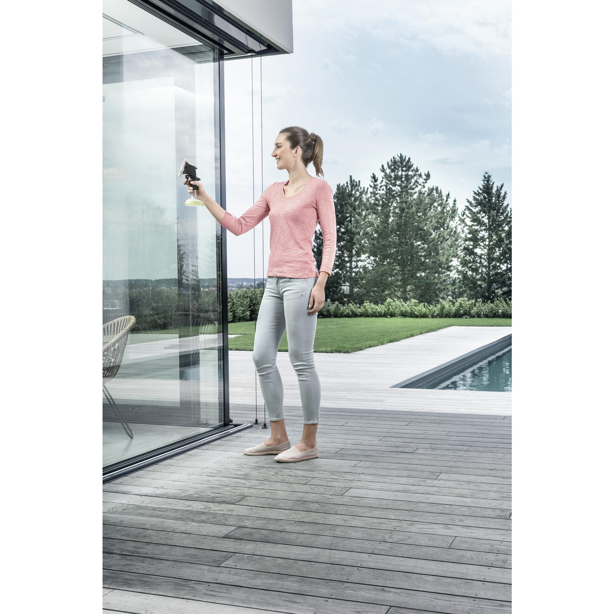 Kärcher Fenstersauger WV 5 Plus N Battery, mit zusätzlichem Akku & WV Mikrofaser-Wischbezug Outdoor