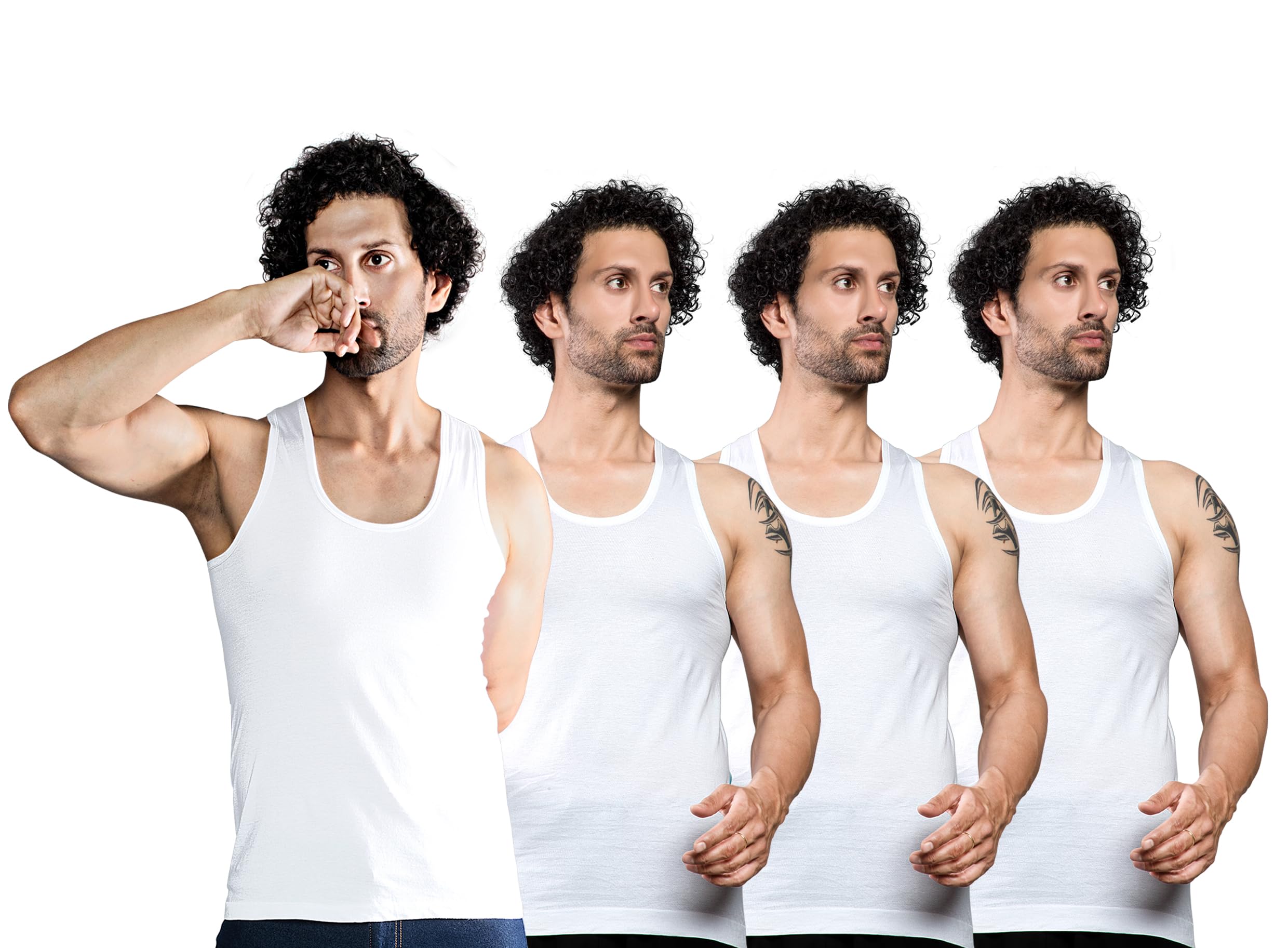 essa COOLD Men's Vest | 100% Cotton Fabric, Sleeveless, Square Neck, Retro Style | Slim Fit | Breathable and Comfortable Innerwear | Easy Tuck Design for All-Day Wear | Pack of 4-picture-30
