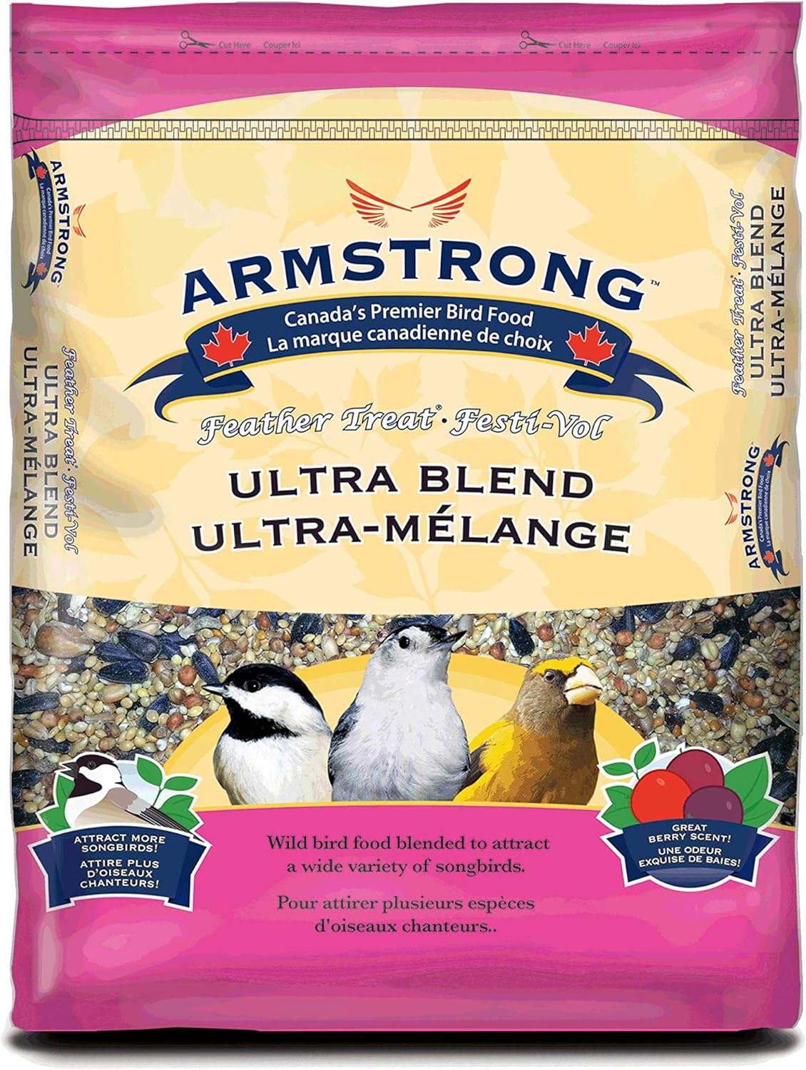Armstrong Wild Bird Food Ultra Blend, 33 Pounds - with White Millet, Red Milo, Wheat, Black Oil Sunflower, Red Millet & Peanuts for Purple Finches and Black-Capped Chickadees for Outside Feeders
