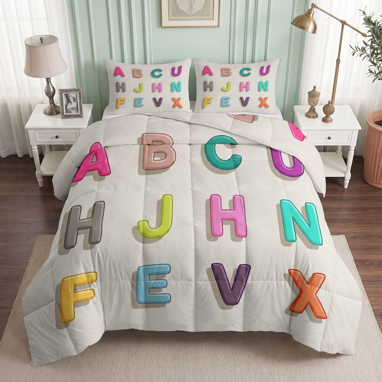 Edredon - Juego de cama reversible con 2 fundas de almohada (140 x 200 cm, 4 estaciones)