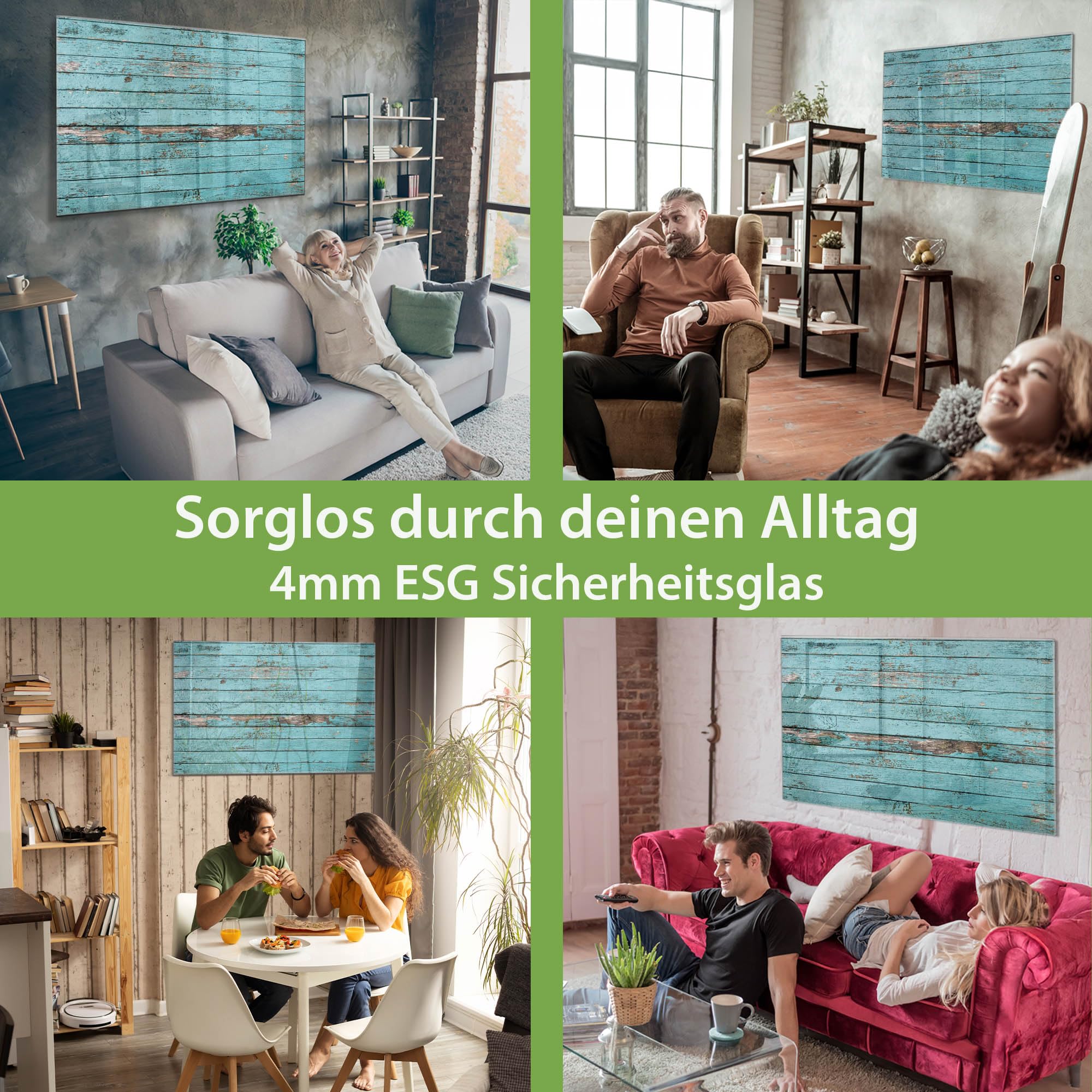 banjado Glas-Magnettafel in 60x40cm für Notizen in Holzoptik