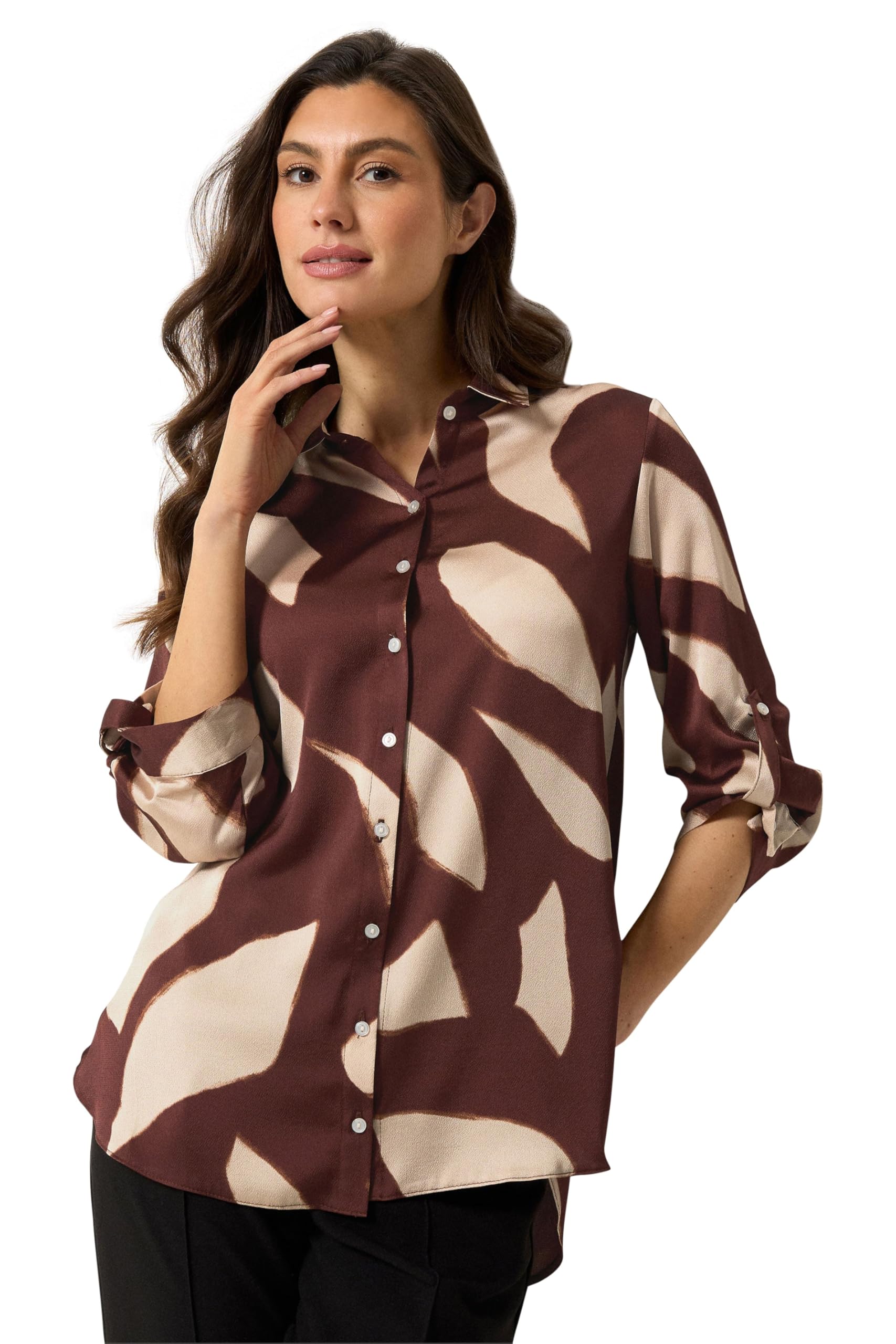 M&Co Women's Multicolor Abstract Print Shirt | Size: 10