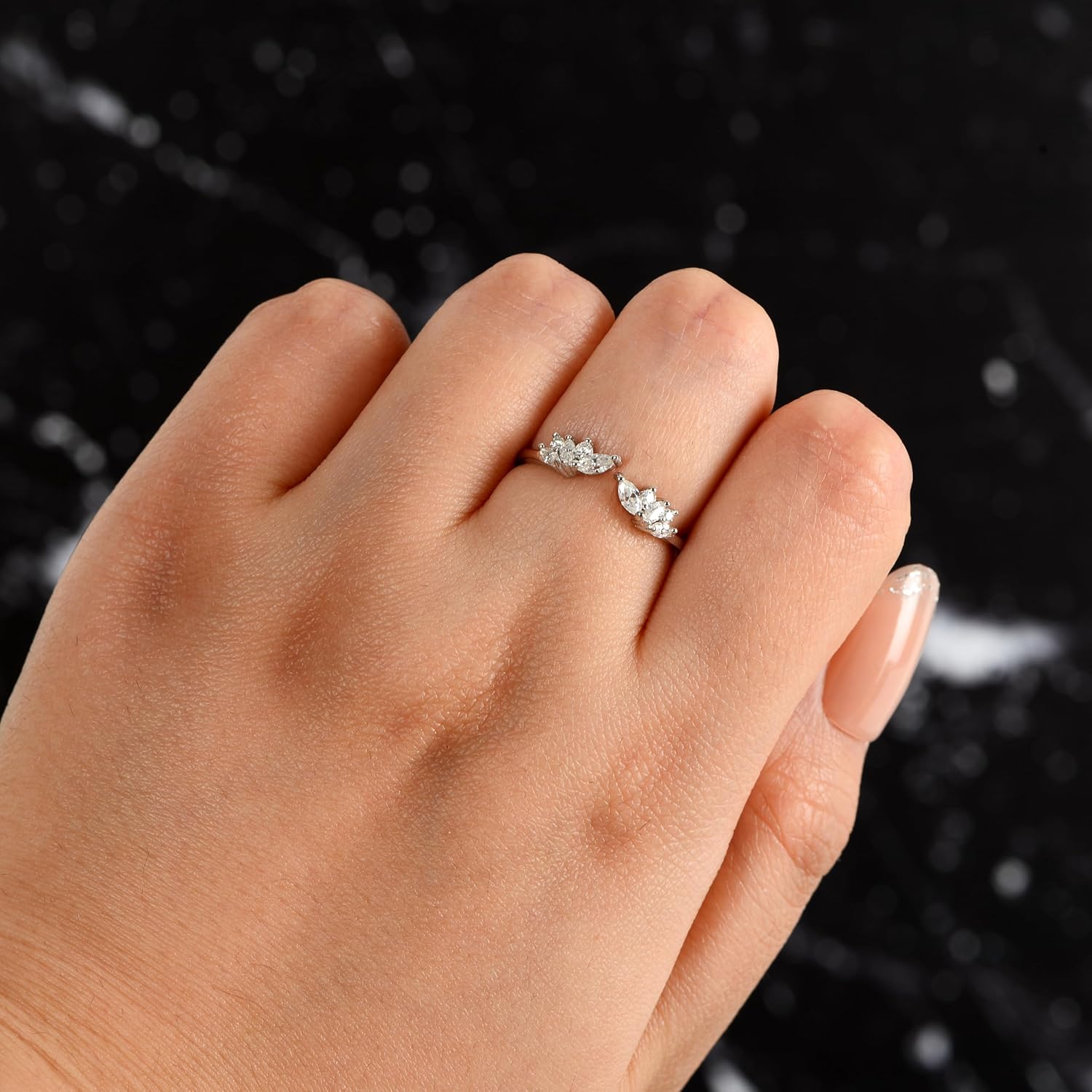 Unique Moissanite Promise Rings for Her, Elegant Wedding Band & Engagement Ring Set Jewelry, Latest Fashion Infinity Eternity Band, Dainty Non-Tarnish Sterling Silver Bridal Bands for Women