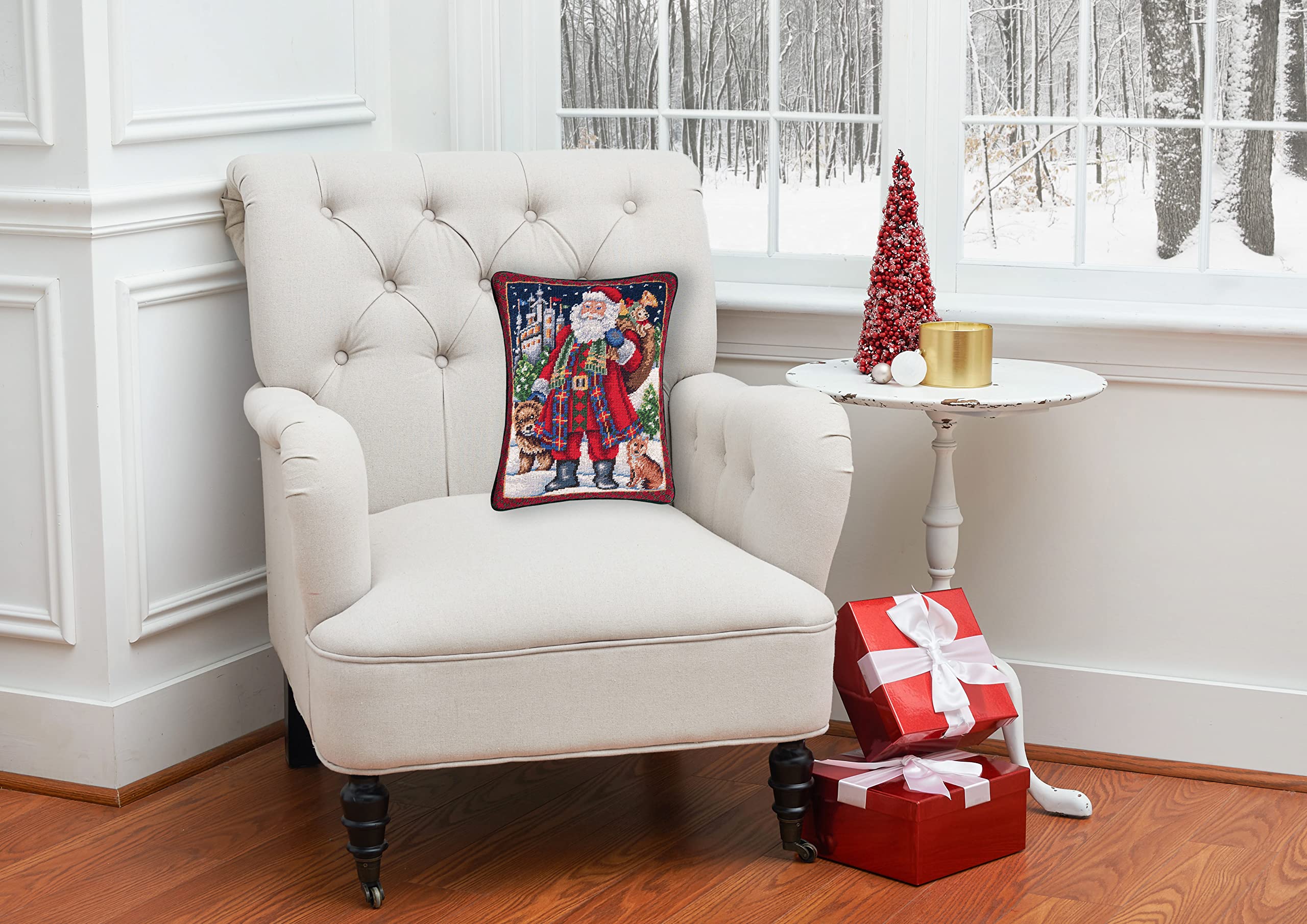 Amazon.com: C&F Home Highlands Santa Needlepoint Christmas Pillow  display picture 1