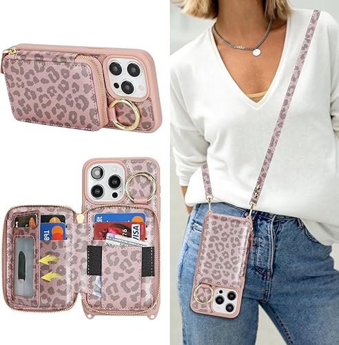 Miniatura 7 de Funda Cartera Bandolera para iPhone 11, Cuero PU Cremallera Bolso Cartera Funda Plegable con Tapa, Funda Folio con Soporte con Ranuras para Tarjetas