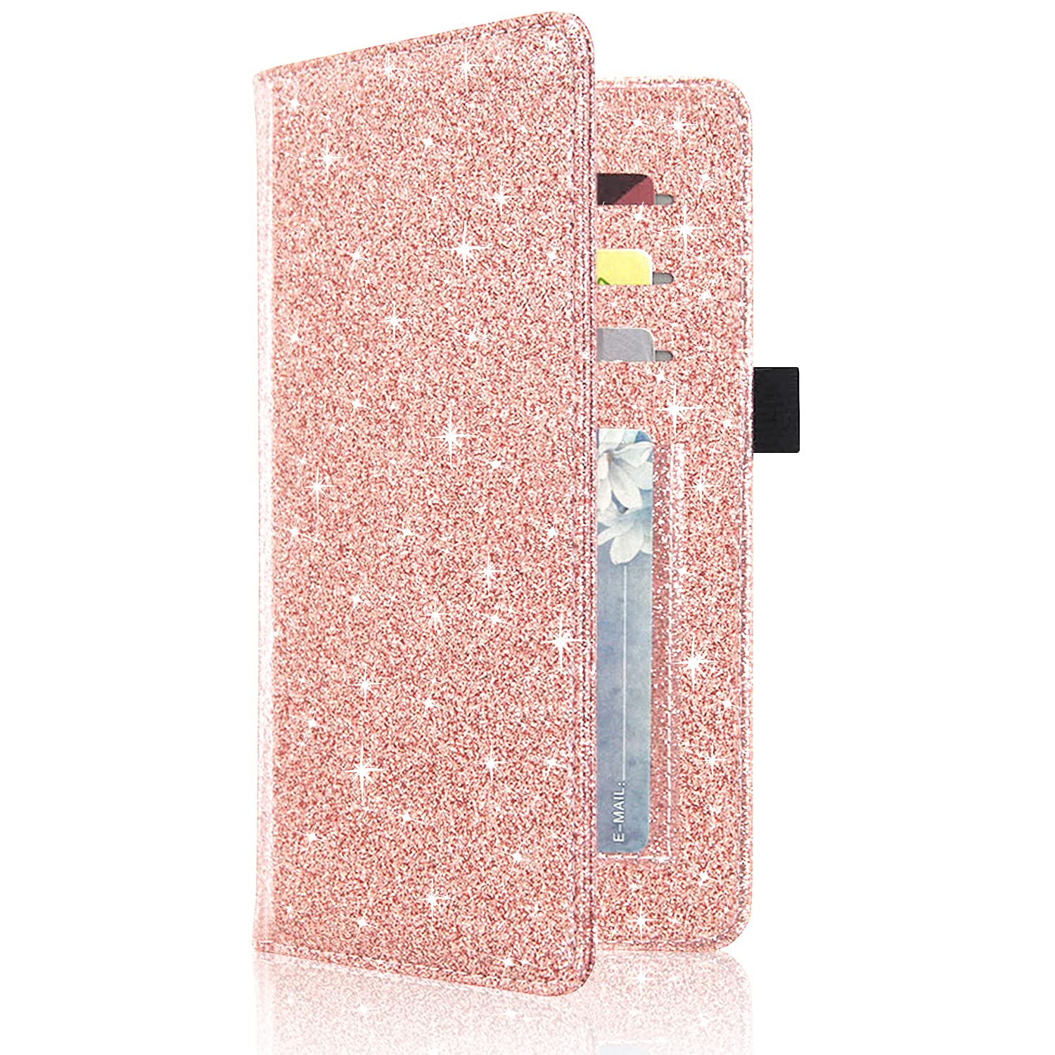 ACdreamCheckbook Cover(2020 Edition), RFID Premium Leather Personal Checkbook Holder for Women & Men, Glitter Rose Gold