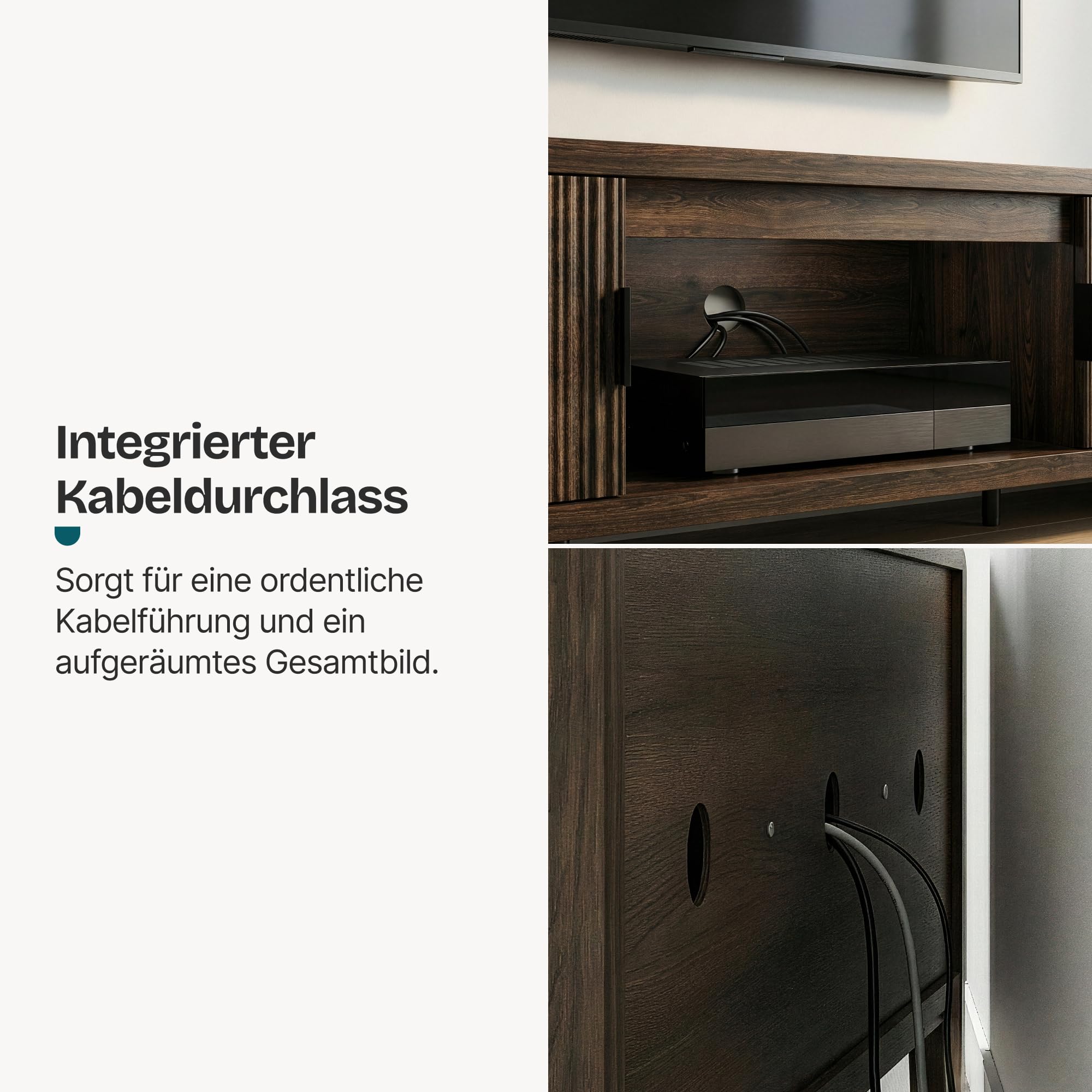 [en.casa] TV Schrank Lukkodso Lowboard mit 2 Türen und 3 Fächern Fernsehschrank 150 x 40 x 40 cm TV Board TV Kommode Fernsehtisch Sideboard Walnussoptik