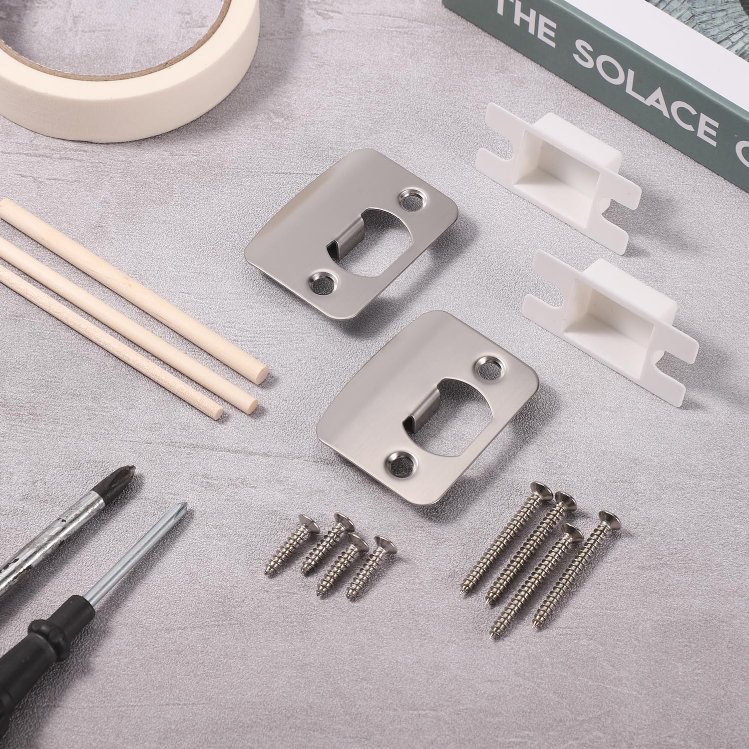 Placca Serratura Porta 108mm - Acciaio Inox, Grigio Chiaro, 132x41,7mm Con Viti Per Montaggio - Foto 3