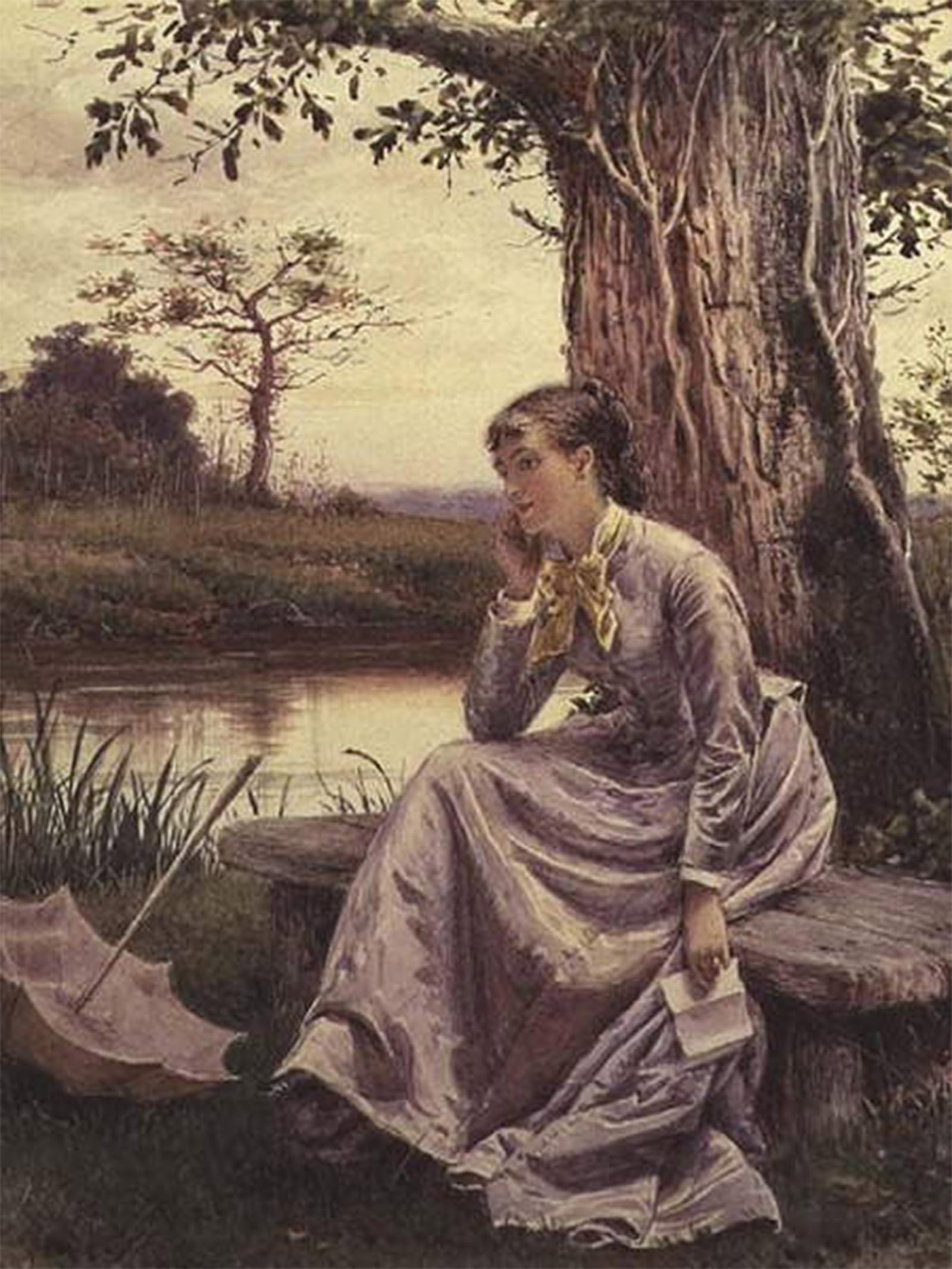 ARTXLXXBN Famous Prints Artwork Pictures Poster Painting Art the Letter by George Goodwin Kilburne Artwork Landscape Pictures for Home Decor 60x90cm