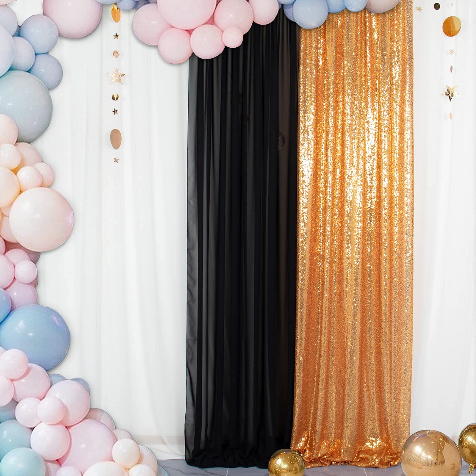 ShinyBeauty Sfondo Con Paillettes 2x8ft – Luci Per Matrimoni, Baby Shower, Studio, Tasca Per Asta, Riutilizzabile