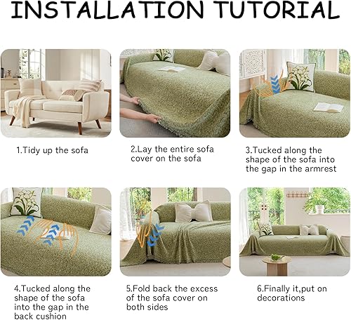 Miniatura 225 de HANDONTIME fundas de sofá beige para sofá, fundas boho de jacquard y corduroy para perros, funda de sofá de felpilla para perros, protector suave