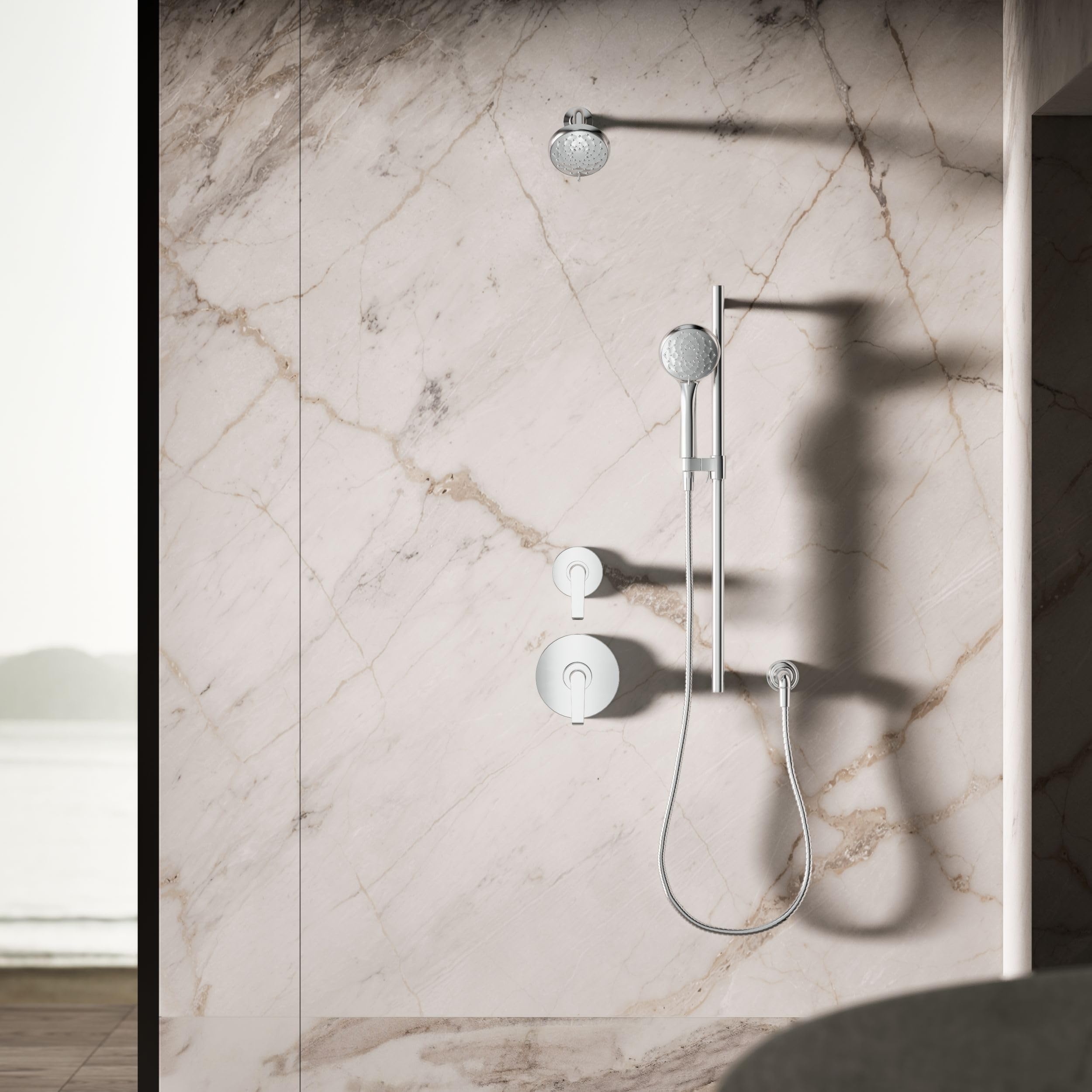KOHLER 72421-Y-CP Awaken B110 czterofunkcyjny prysznic ręczny, słuchawka prysznicowa, 3 ustawienia natrysku, 2,5 GPM, polerowany chrom