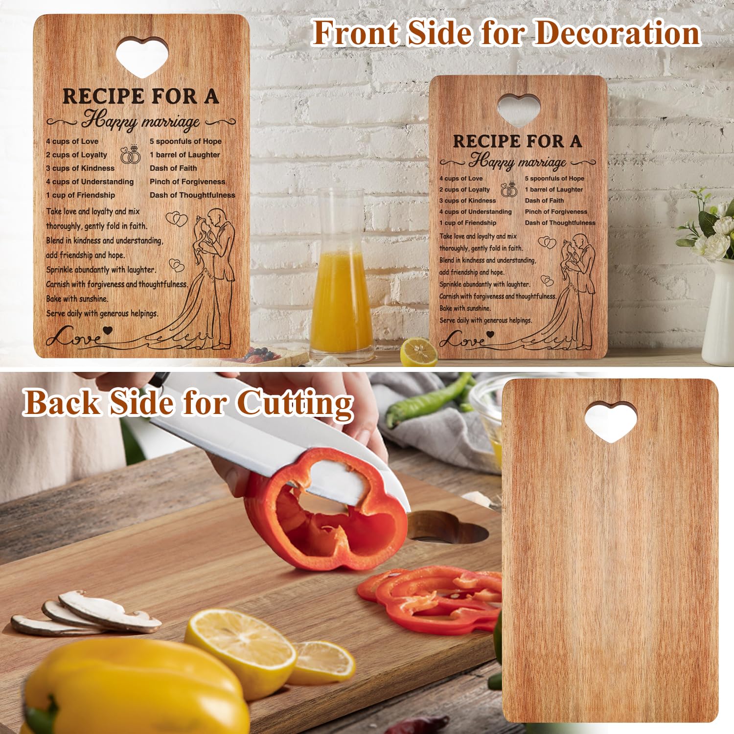 Wedding Gift for Couple Acacia Wood Marriage Cutting Board Bridal Shower Gift for Bride Groom Engagement Best Anniversary Newlywed Gift for Wedding Shower Mr Mrs Gift Engraved Board Bride to Be Gift