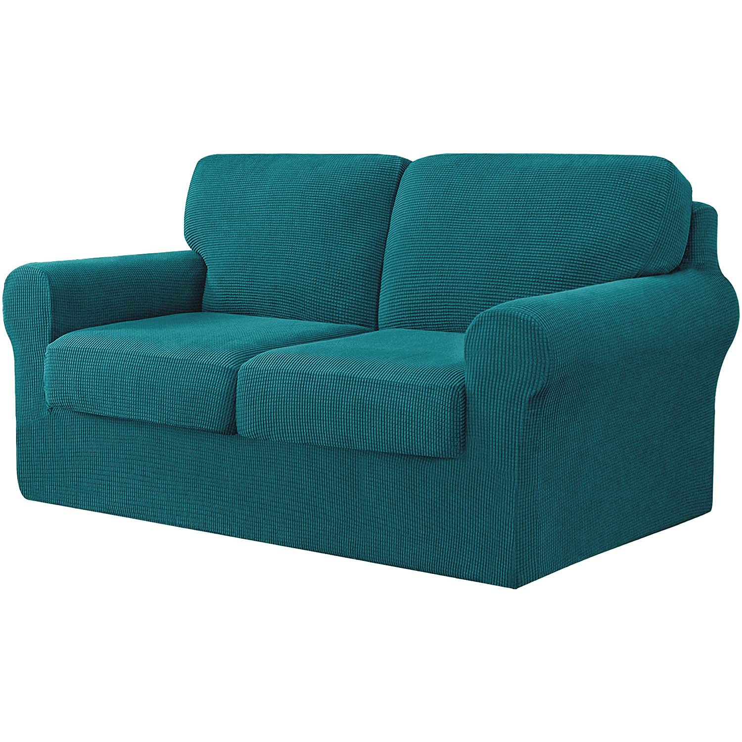 Sofa Cover Stretch Sofa Slipcover 2 Seater with 2 Backrest and 2 Seat Cushion Covers Separate Furniture Protector Loveseat Cover 145-178cm 5 PCS (Teal)