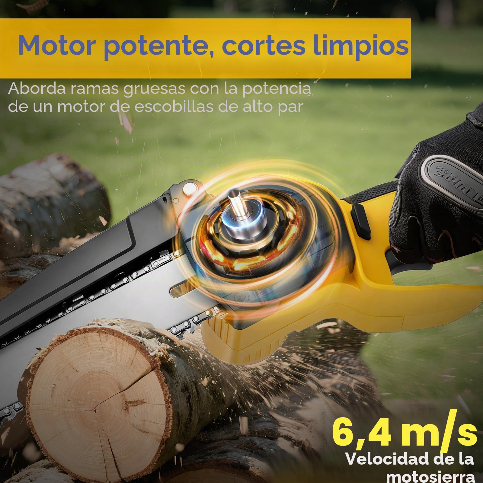 Roadtime Motosierra telescópica 8 "mettensäge para DeWalt 20V(sin batería) | 2 en 1 y sierra de podar sin escobillas con 2 cadenas de repuesto, para ramas de árboles