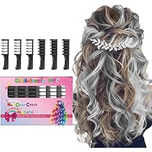 New Hair Chalk Comb Temporary Bright Hair Color Dye for Girls Kids, Washable Hair Chalk for Girls Age 4 5 6 7 8 9 10 New Year Birthday Party Cosplay DIY Children's Day, Christmas Black,White
