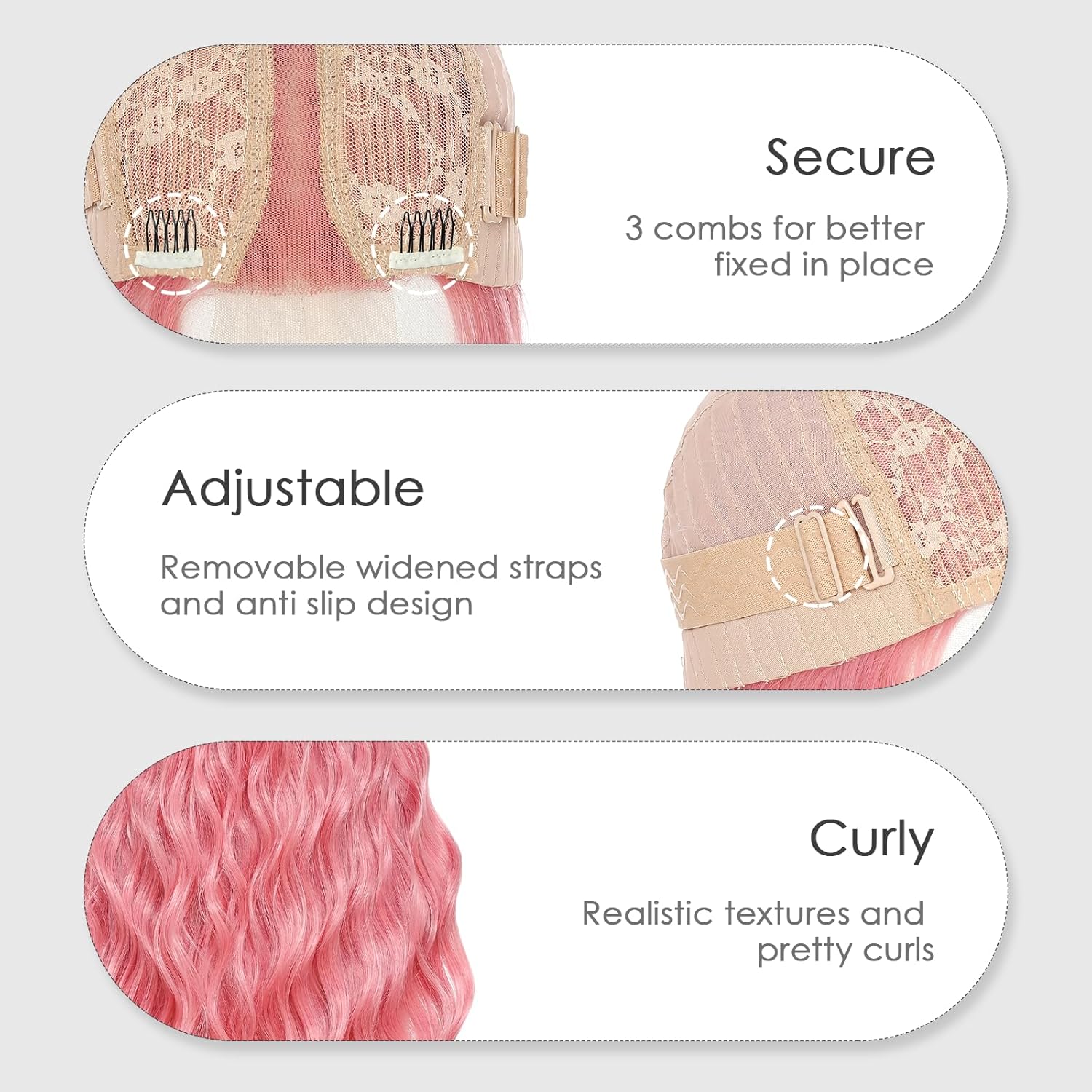 Beelu Pink Wigs for Women 26 Inch Long Wavy Wig Middle Part Lace Hairline Synthetic Heat Resistant Wig for Daily Party Cosplay Use - Image 4