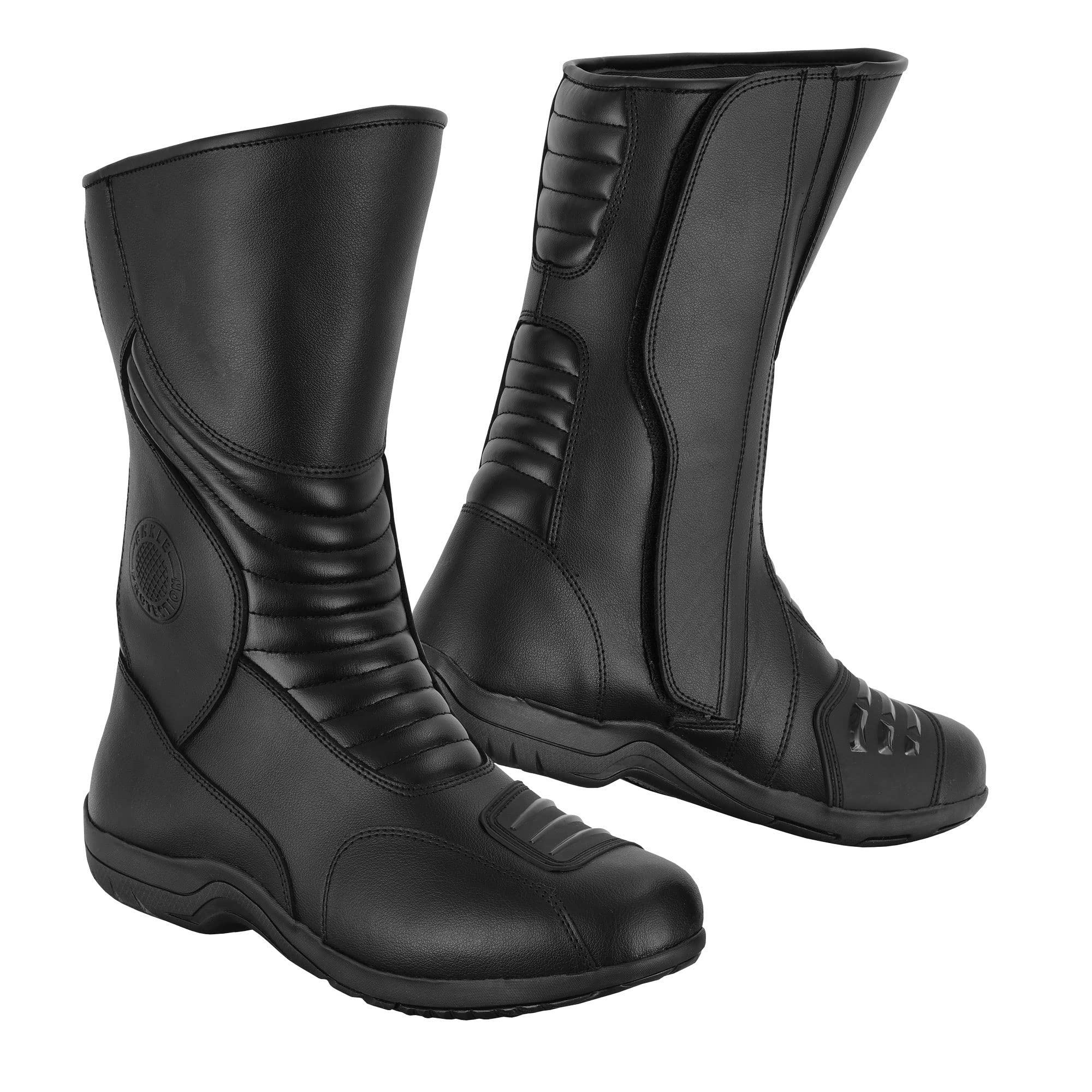 Botas de moto para hombre, homologadas CE (EN13634:2017), nivel 2, zapatos de moto de cuero con calzado protector de tobillo largo