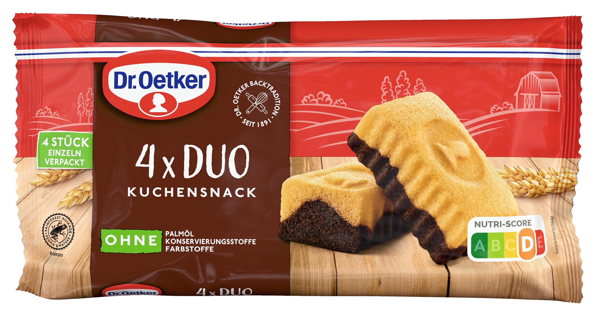 Dr. Oetker Kuchen-Snack Duo - 10er Pack heller Rührkuchen und Schokorührkuchen, vier Stück Mini-Kuchen einzeln verpackt und perfekt für unterwegs, 10 x 140 g Snack-Küchlein