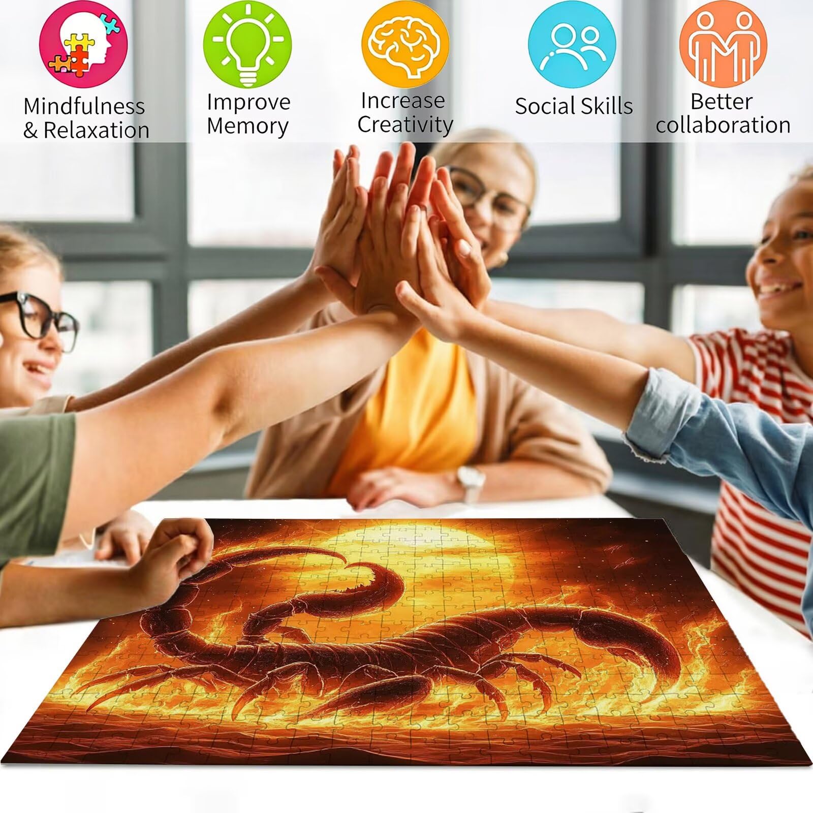 Skorpion Puzzle 1500 elementów, trudne puzzle, drewniane puzzle dla całej rodziny, zestaw "zrób to sam", dla dorosłych, nadają się jako dekoracja ścienna i prezenty dla kobiet, temat: Sen 8p-640