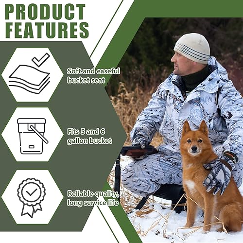 Miniatura 5 de Lewtemi 2 asientos de cubo de 5 galones, asiento giratorio de 360 grados, tapa acolchada verde de 2 pulgadas de grosor, con cubierta impermeable