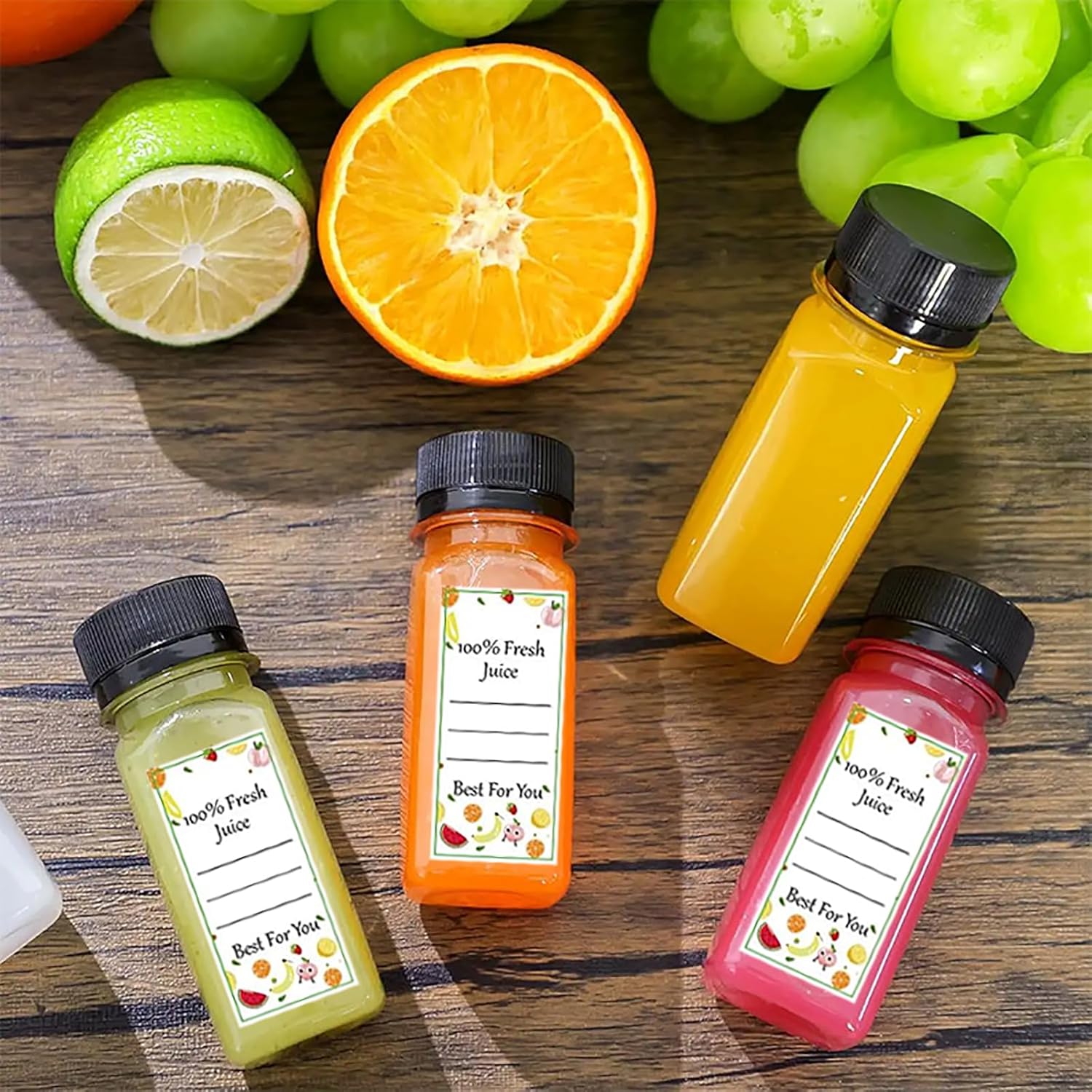 24 Pack 2Oz Clear Plastic Juice Bottles with Lids, Labels & Funnel - Ideal for On-the-Go Drinks Sports & Outdoor Activities - Image 5