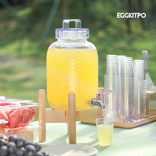 Miniatura 2 de EGGKITPO Dispensadores de bebidas de 1.5 galones con grifo y elegante soporte para fiestas, dispensador de limonada de policarbonato con soporte de