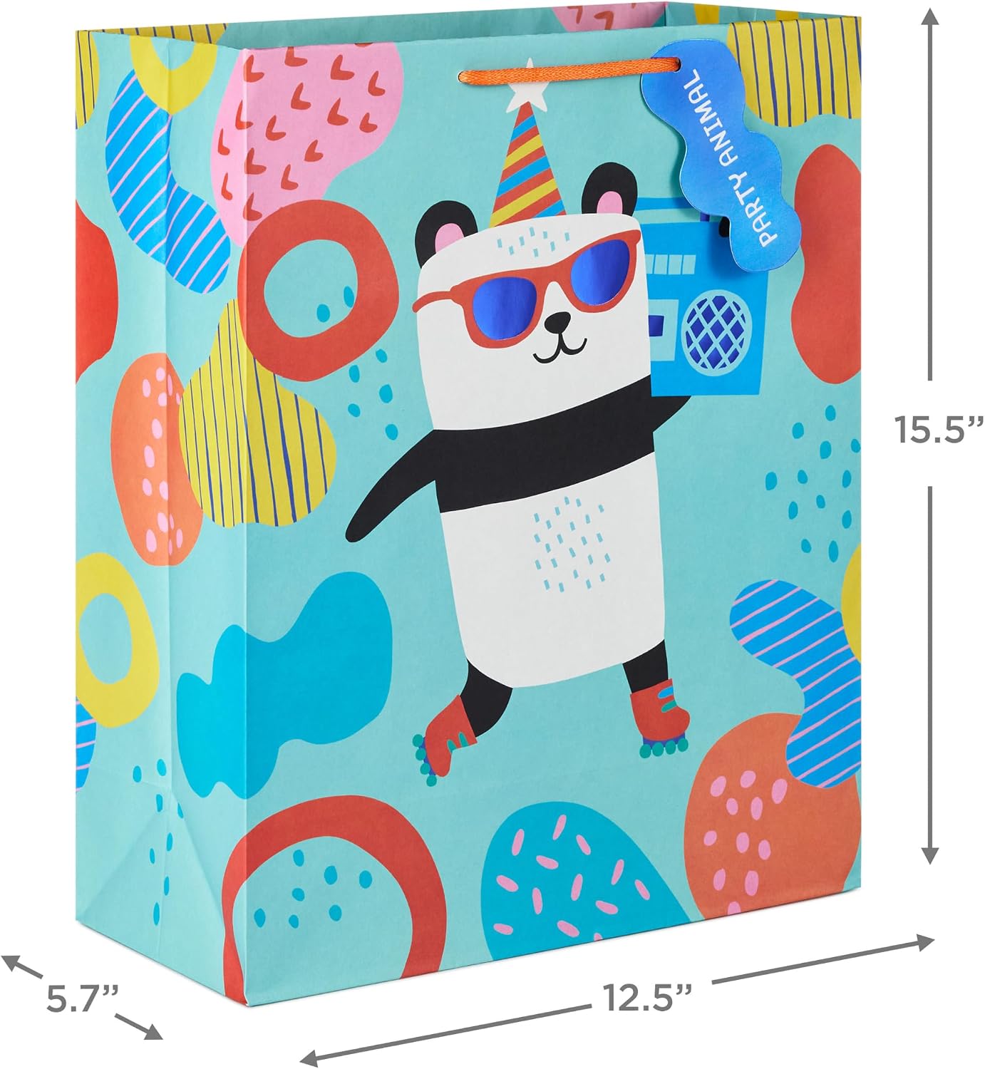 Hallmark 15" Extra Large Birthday Gift Bags, 2-Pack (Party Panda, Orange) image 3