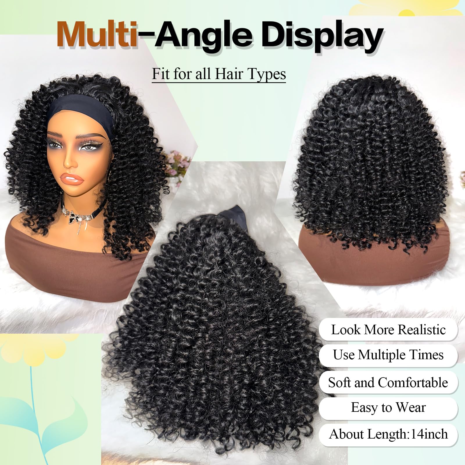 Amazon.com : Aisaide Kinky Curly Headband Wig 14 Inch 
