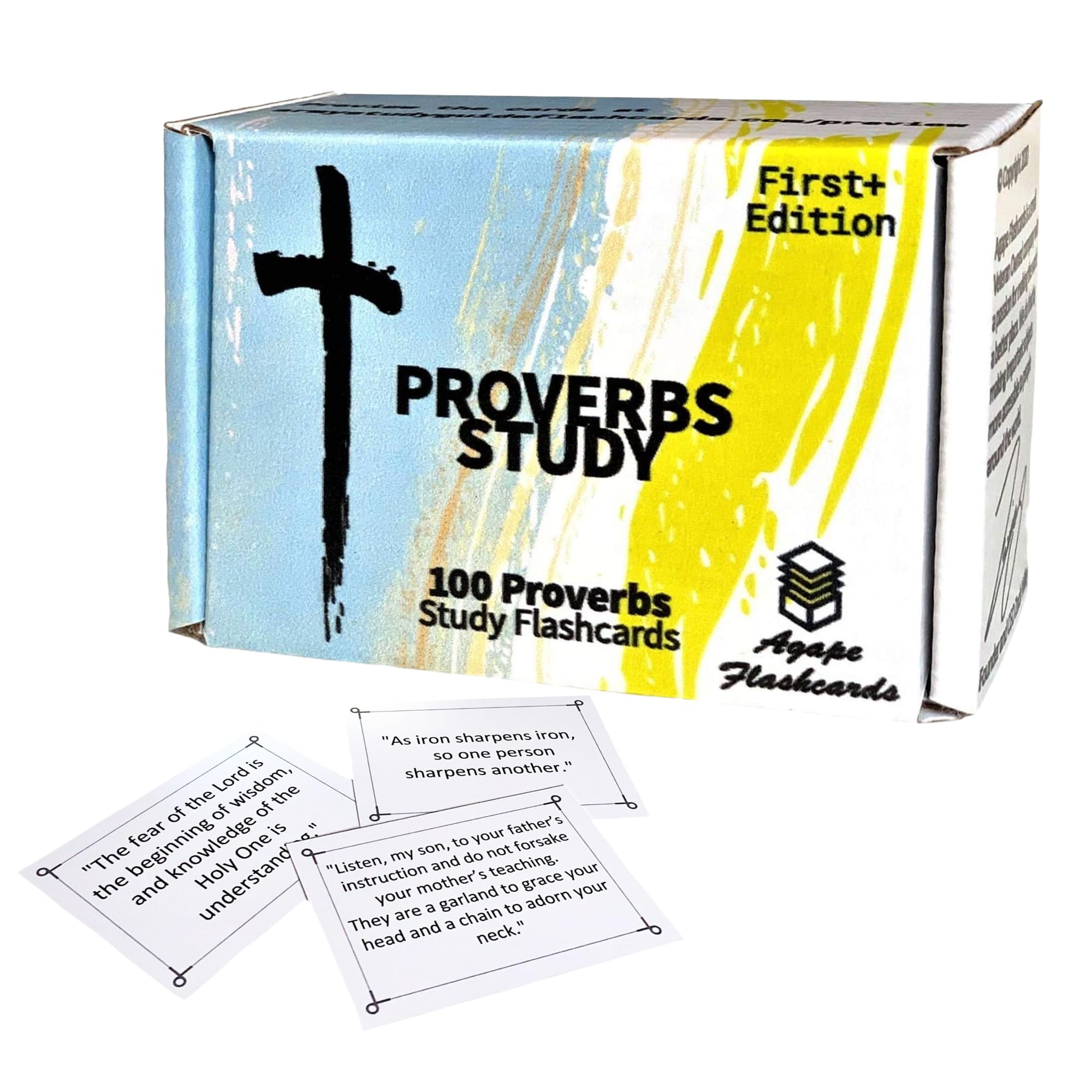 Agape Flashcards- Proverbs Study Flashcards: 100 of The Most Important Proverbs from The Bible | Pack of 100 Proverbs Study Flashcards | Perfect for Memorizing Proverbs Verses | Made in USA | English