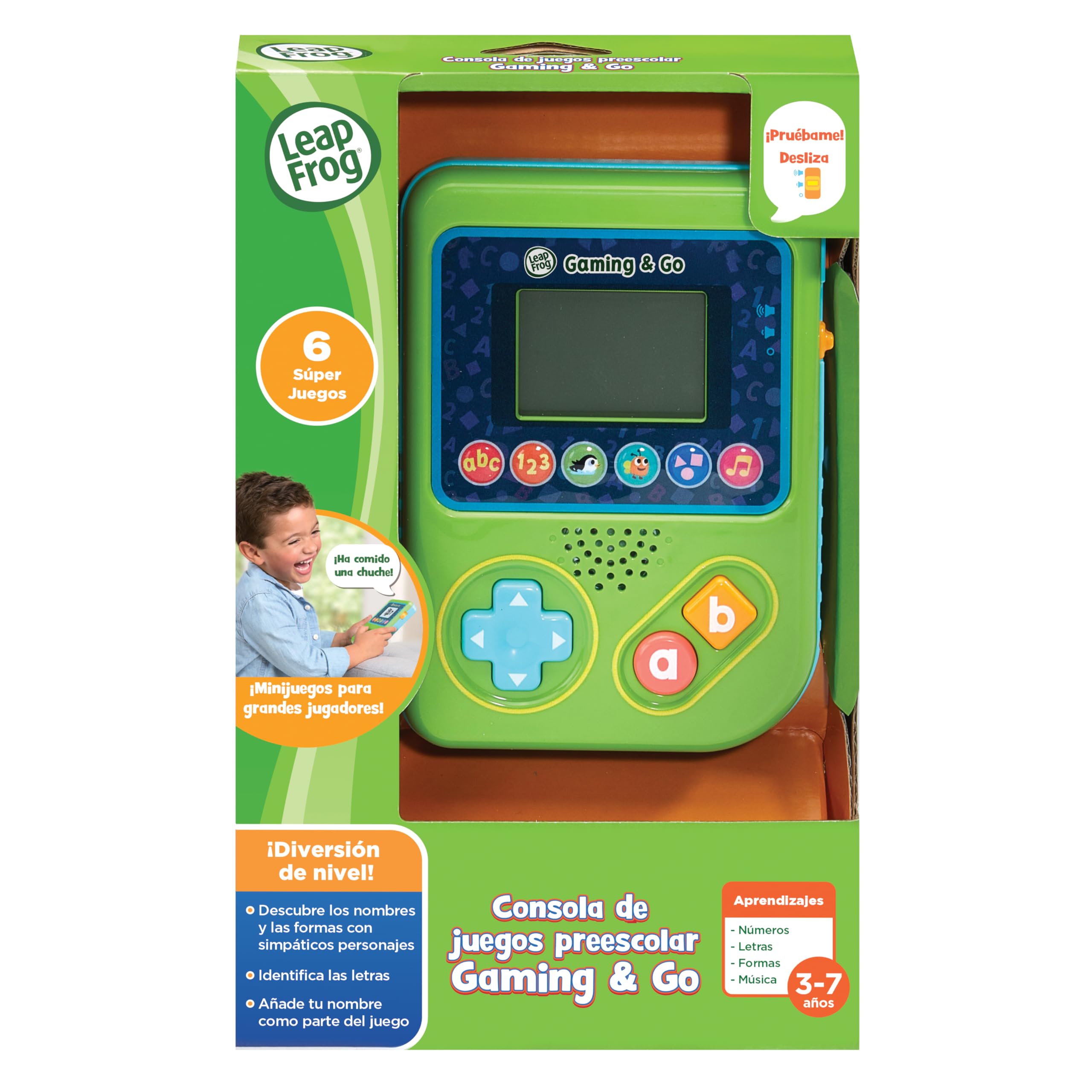 Leapfrog VTech - Consola de Juegos Preescolar Gaming and Go, Juguete para niños +3 años, 6 Juegos educativos, Pantalla LCD, Versión ESP