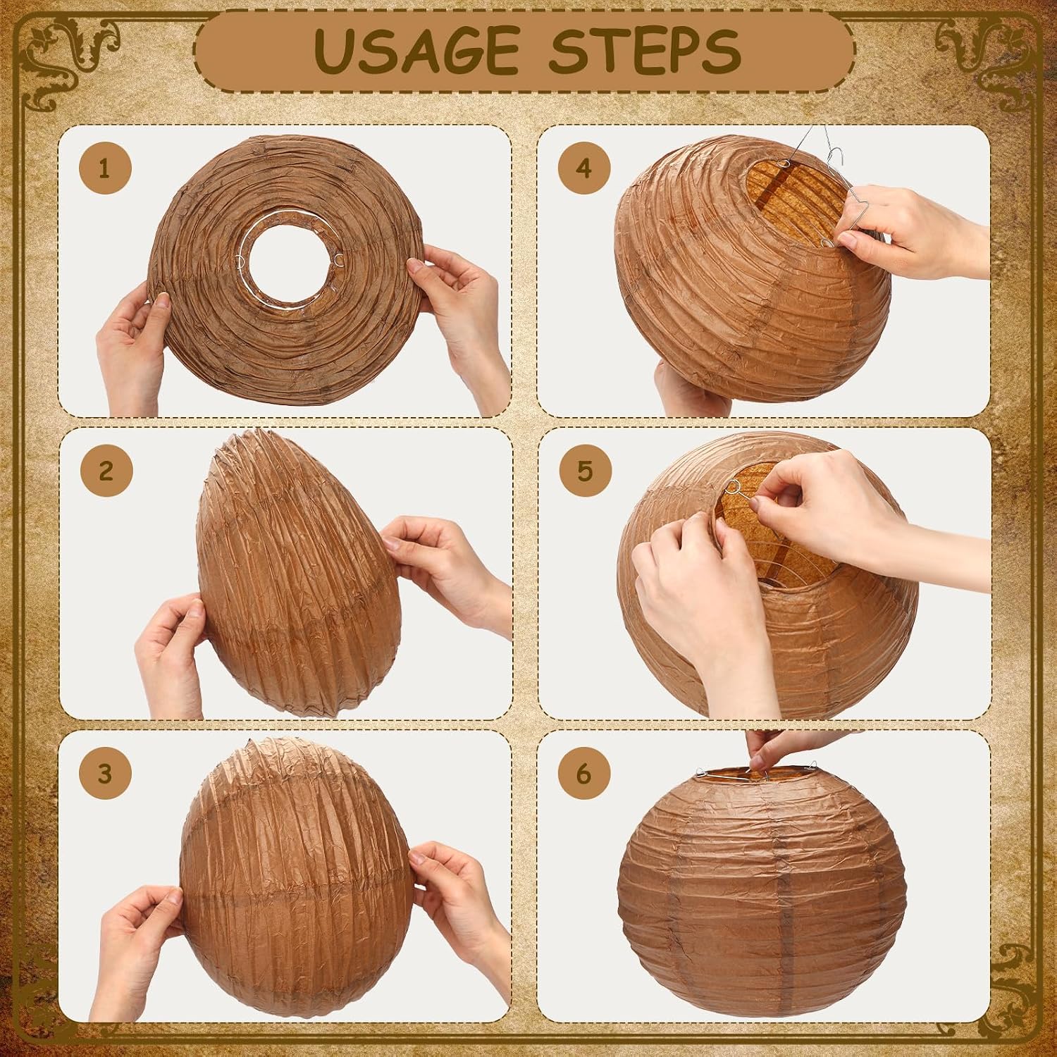 Baquler 12 Pcs Western Cowboy Party Decorations Cowboy Paper Lanterns Brown Wild West Birthday Party Hanging Decorations for Birthday Farm Baby Shower Bachelor Rodeo Supplies