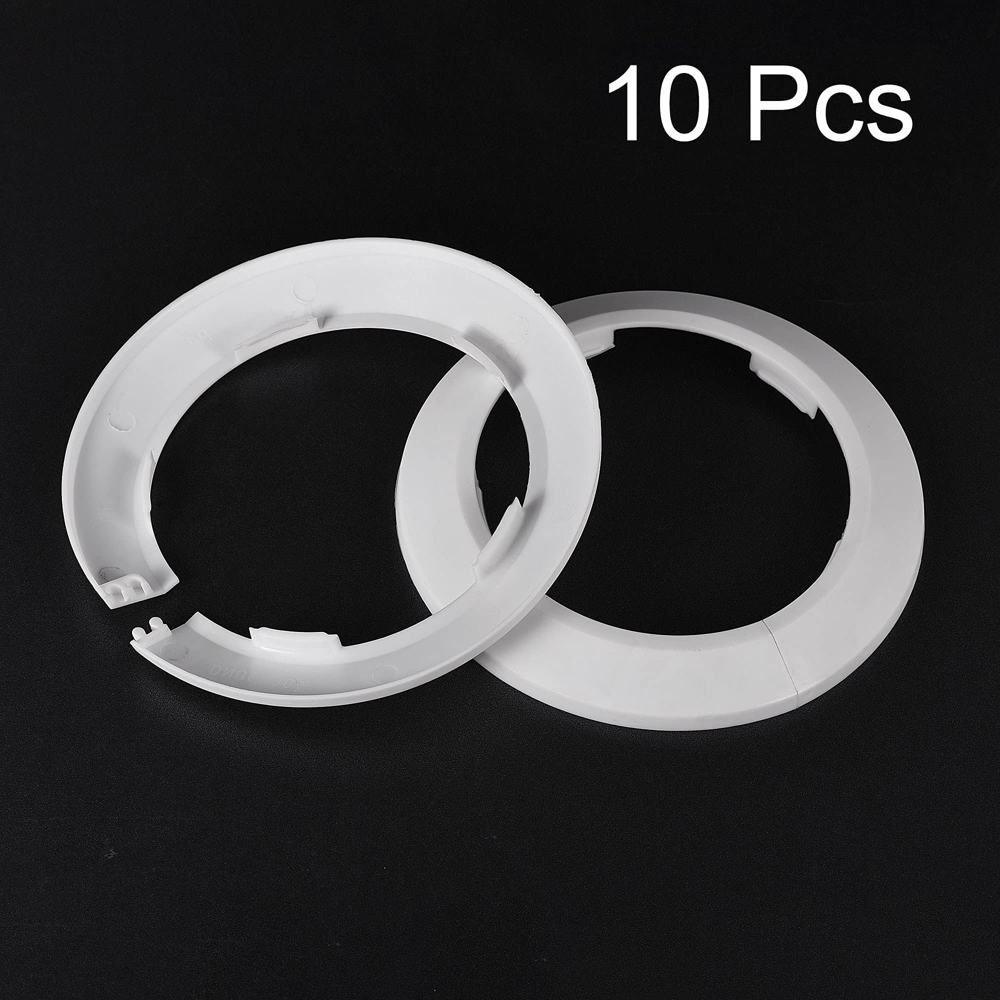 TOP-VIGOR 10pcs 90mm Pipe Cover Decoration, Click-in PP Plastic Escutcheon Pipe Collar for Water Pipe Drain Line - Image 2