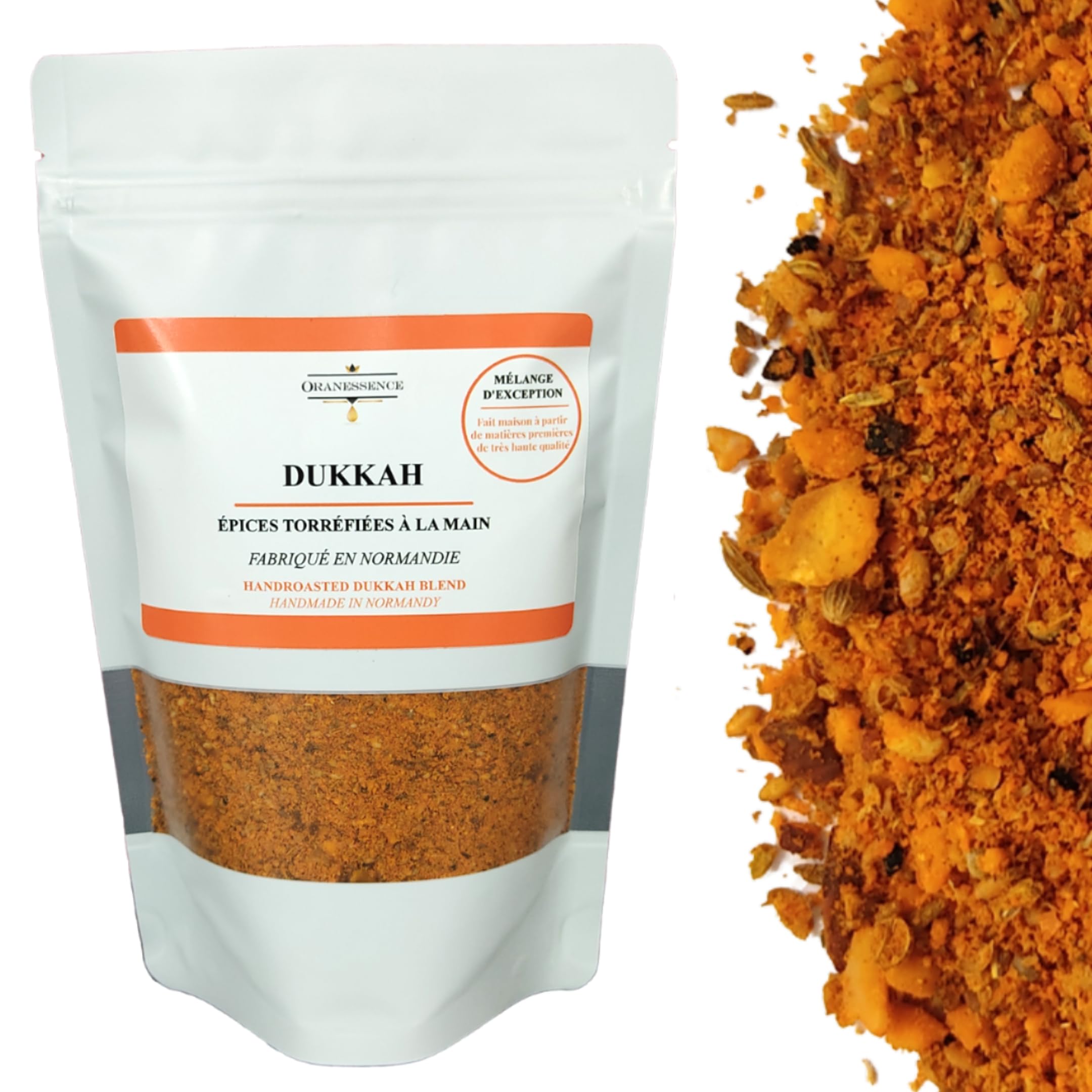 Spezie Dukkah (200 g) - Fatte a mano in Normandia - Miscela eccezionale - Senza additivi, senza coloranti, senza conservanti, non irradiate