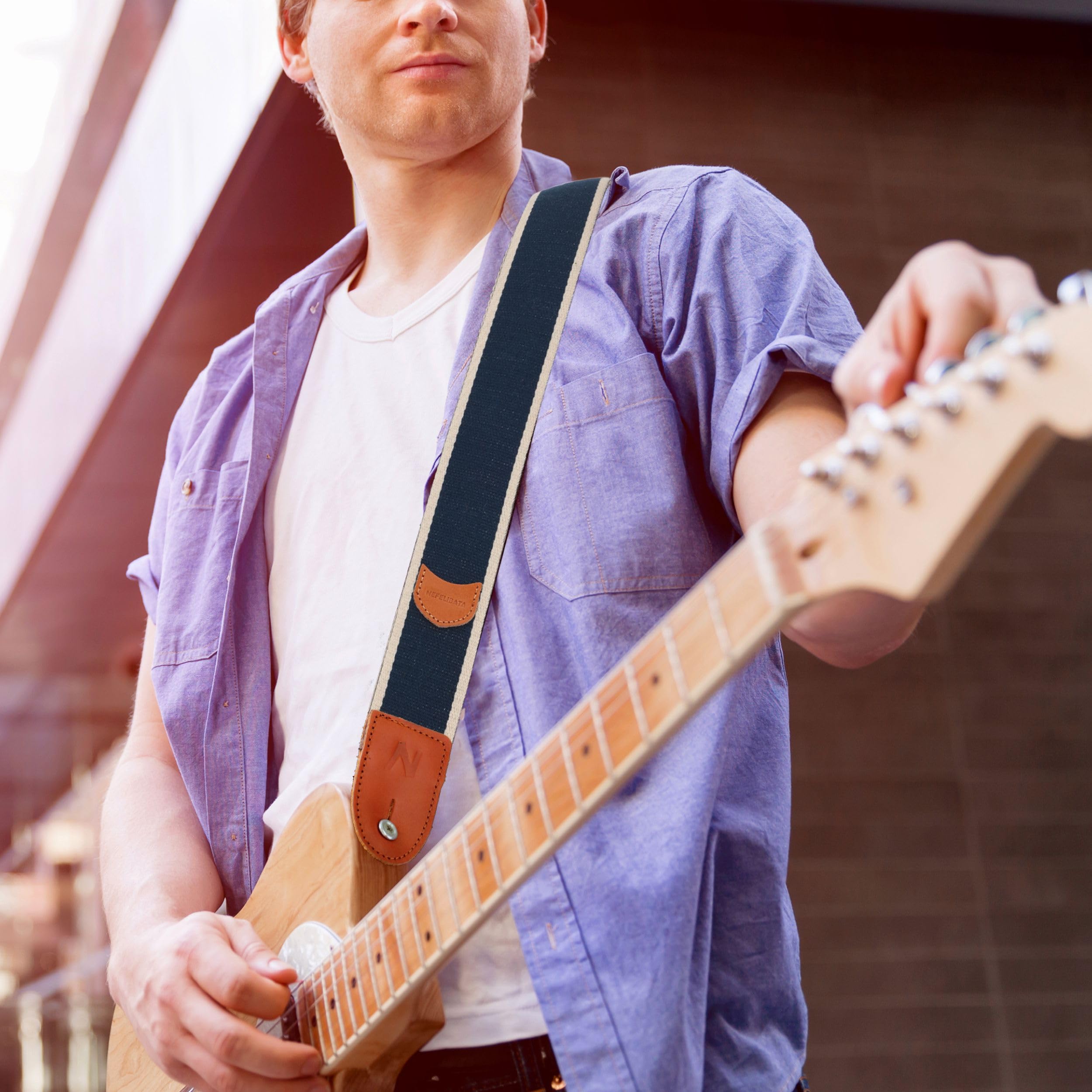 Tracolla Chitarra Nefelibata Con Accessori - Cotone, Tasca Plettri, Regolabile - Foto 5