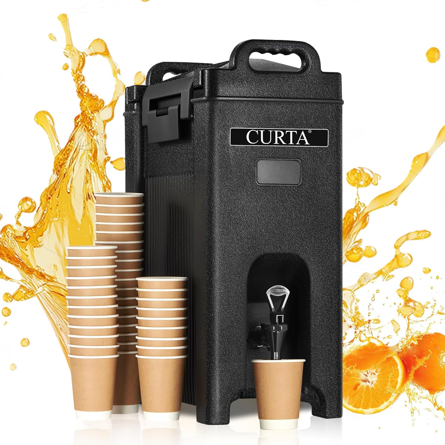 CURTA 5-Gallon Insulated Beverage Dispenser- Hot and Cold Drink Container with Ergonomic Handle, Stand & Leak-Proof Lock, Commercial Drink Pitcher for Coffee, Juice, Lemonade, Parties,Events 5 Gallon