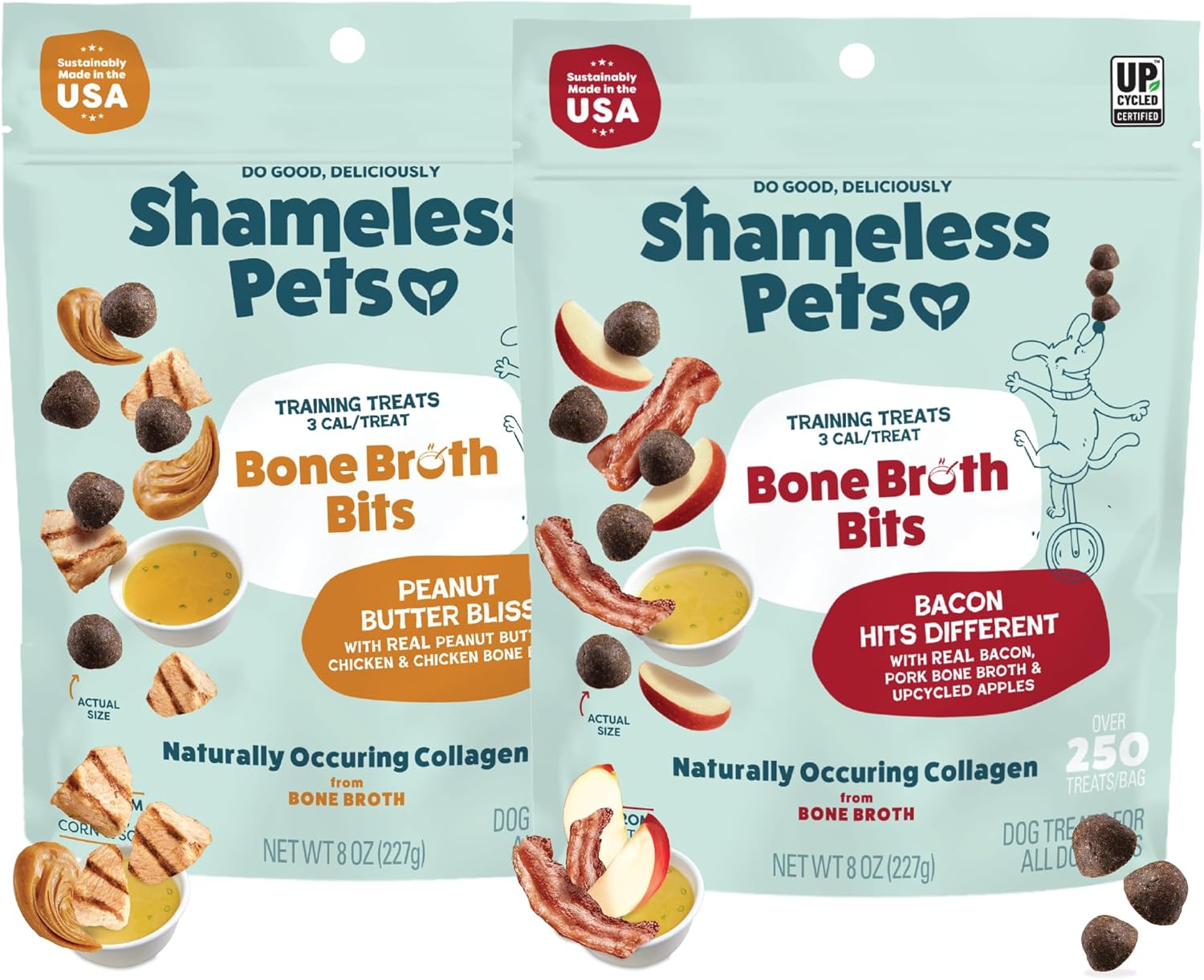 Shameless Pets Dog Training Treats Bacon/Apple and Chicken/Peanut Butter – Natural and Soft Puppy Treats with Collagen – Medium Dog Treats Pack of 2 (8oz Each) Shameless Pets Dog Training Treats Bacon/Apple and Chicken/Peanut Butter – Natural and Soft Puppy Treats with Collagen – Medium Dog Treats Pack of 2 (8oz Each)