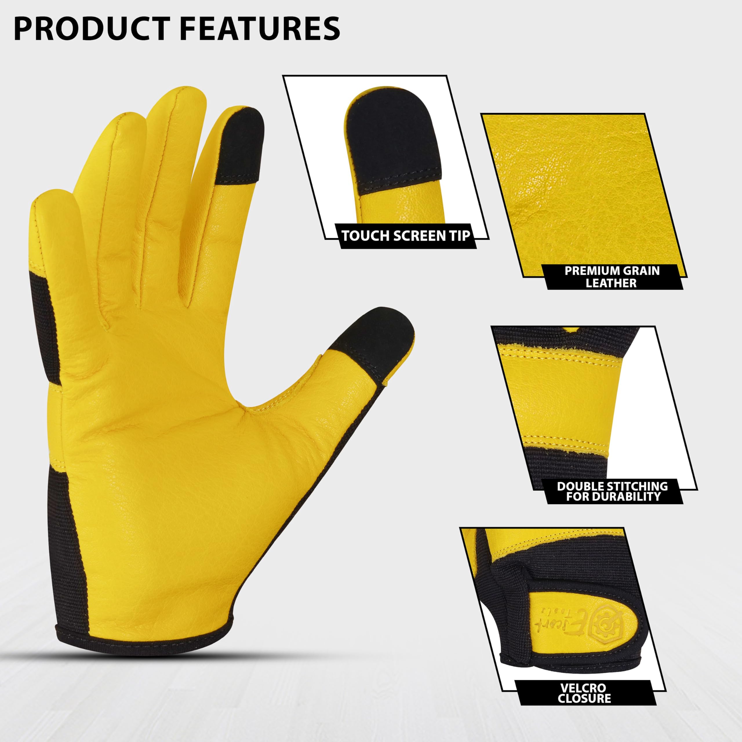 Escort Tools® Heavy Duty Leather Gardening Work Gloves, Thorn Proof, Touch Screen, Utility Safety Working Gloves Breathable - Image 2