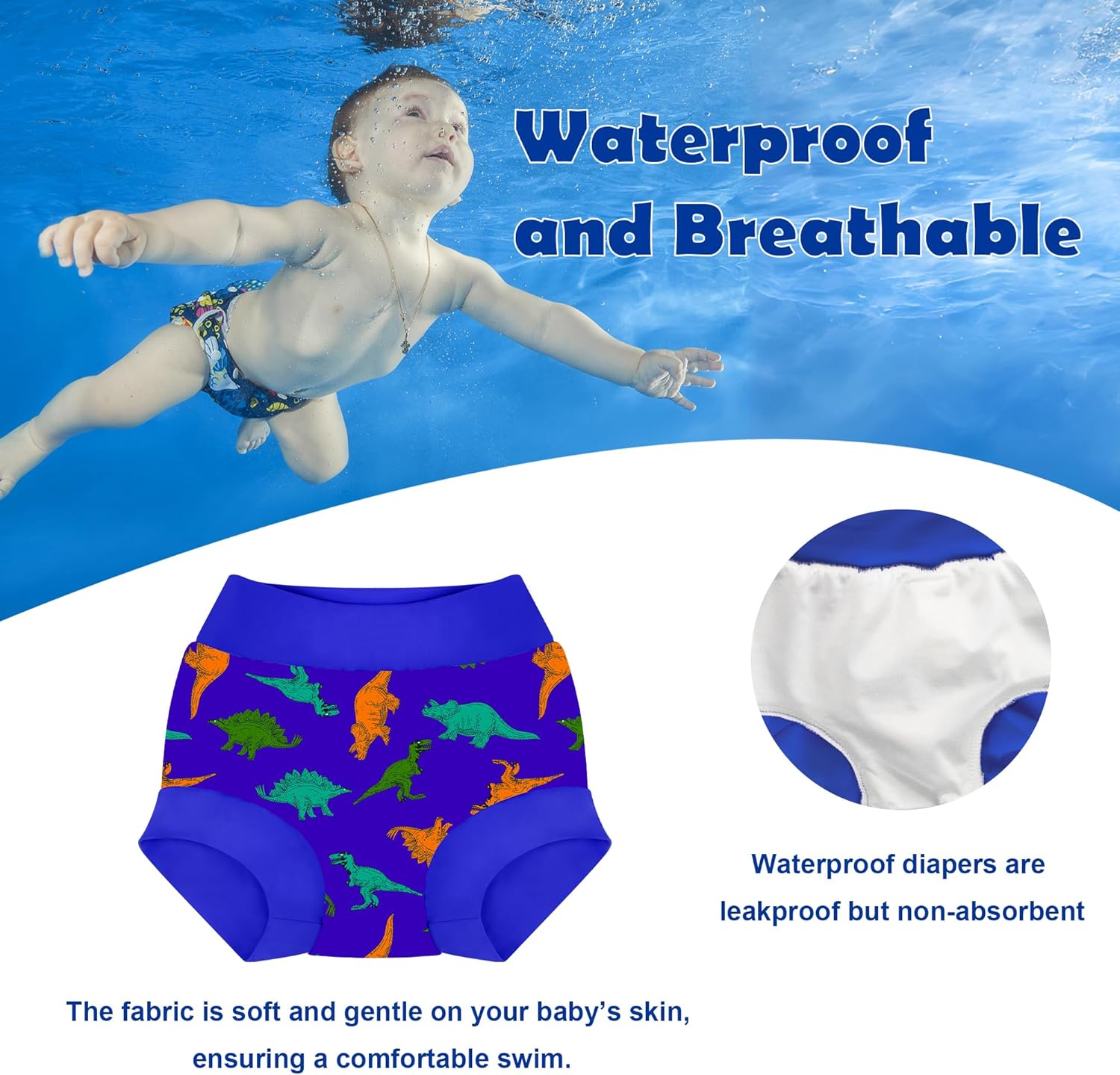 BIG ELEPHANT 2 Pcs Rash Guard Swim Diapers Sets for Unisex Baby, Boys Girls Long Sleeve Swimsuit with UPF 50+ Sun Protection - Image 3