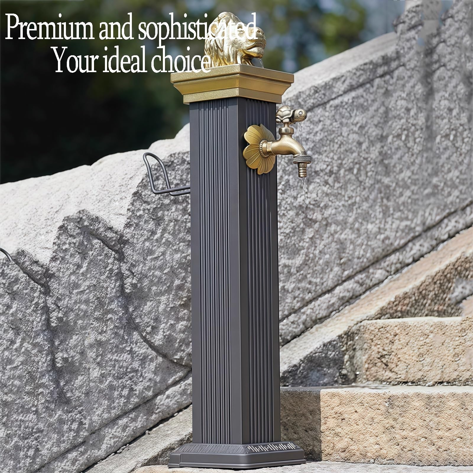 Grifo vertical con columna de agua para jardín, para riego de jardines, boca de incendios independiente cuadrada para exteriores, poste duradero para jardín(17x17x72cm)