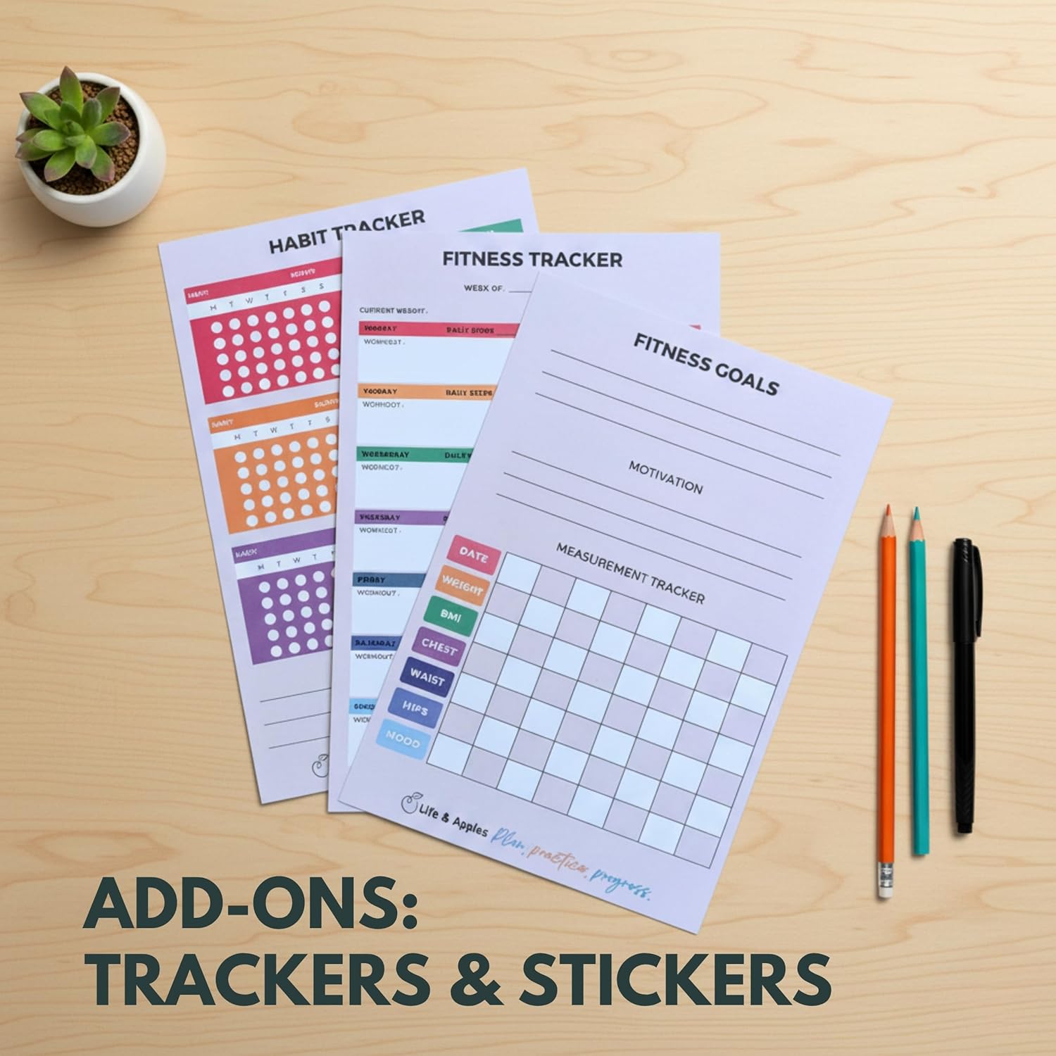 Life & Apples Wellness Planner - Food Journal and Fitness Diary with Daily Gratitude and Meal Planner for Healthy Living and Self-Care - Track Weight Loss Diet and Health Goals - Undated, Rose Gold - Image 5